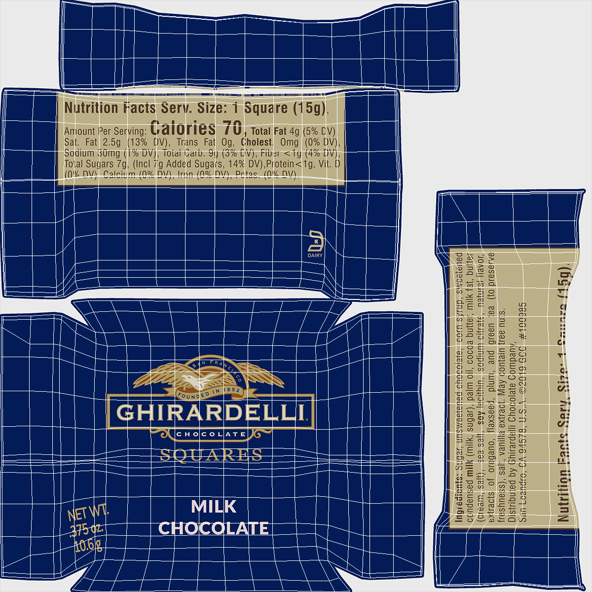 3D Ghirardelli Square Milk Chocolate model