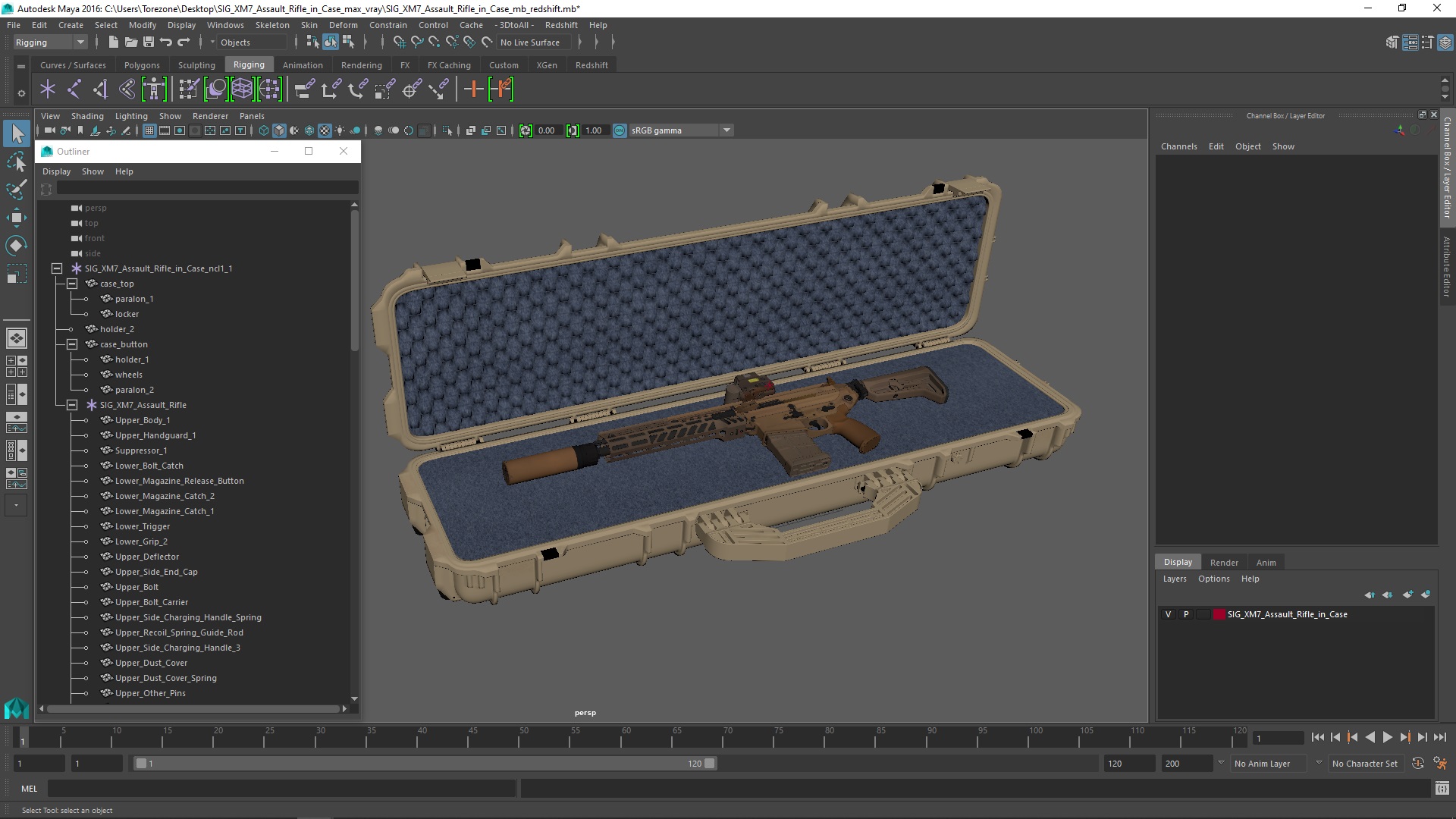 SIG XM7 Assault Rifle in Case 3D model