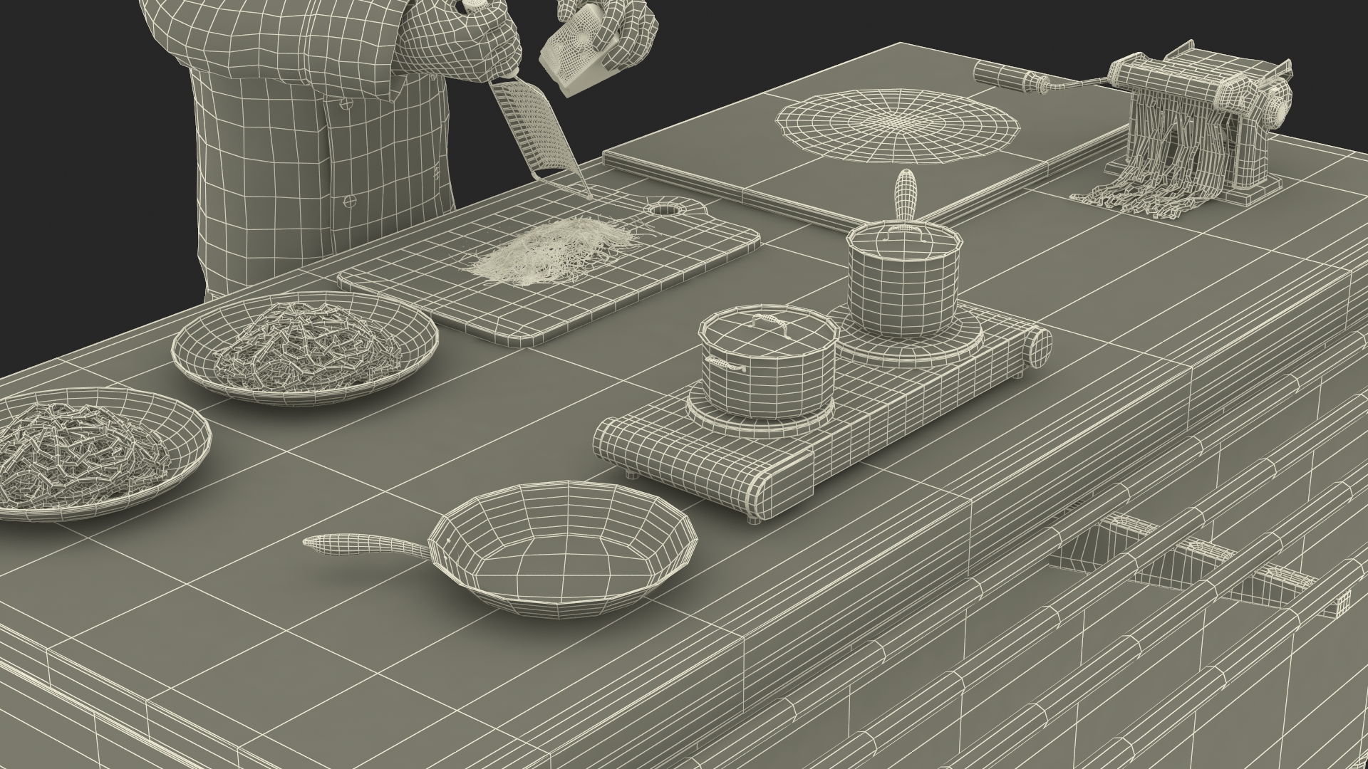 3D Chef Cooking Pasta model