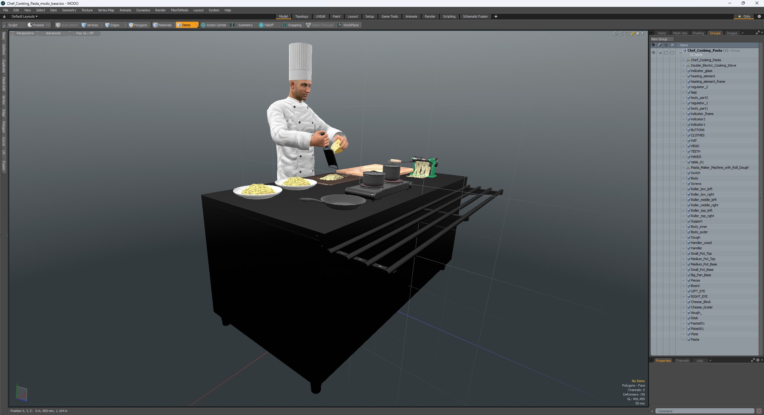 3D Chef Cooking Pasta model