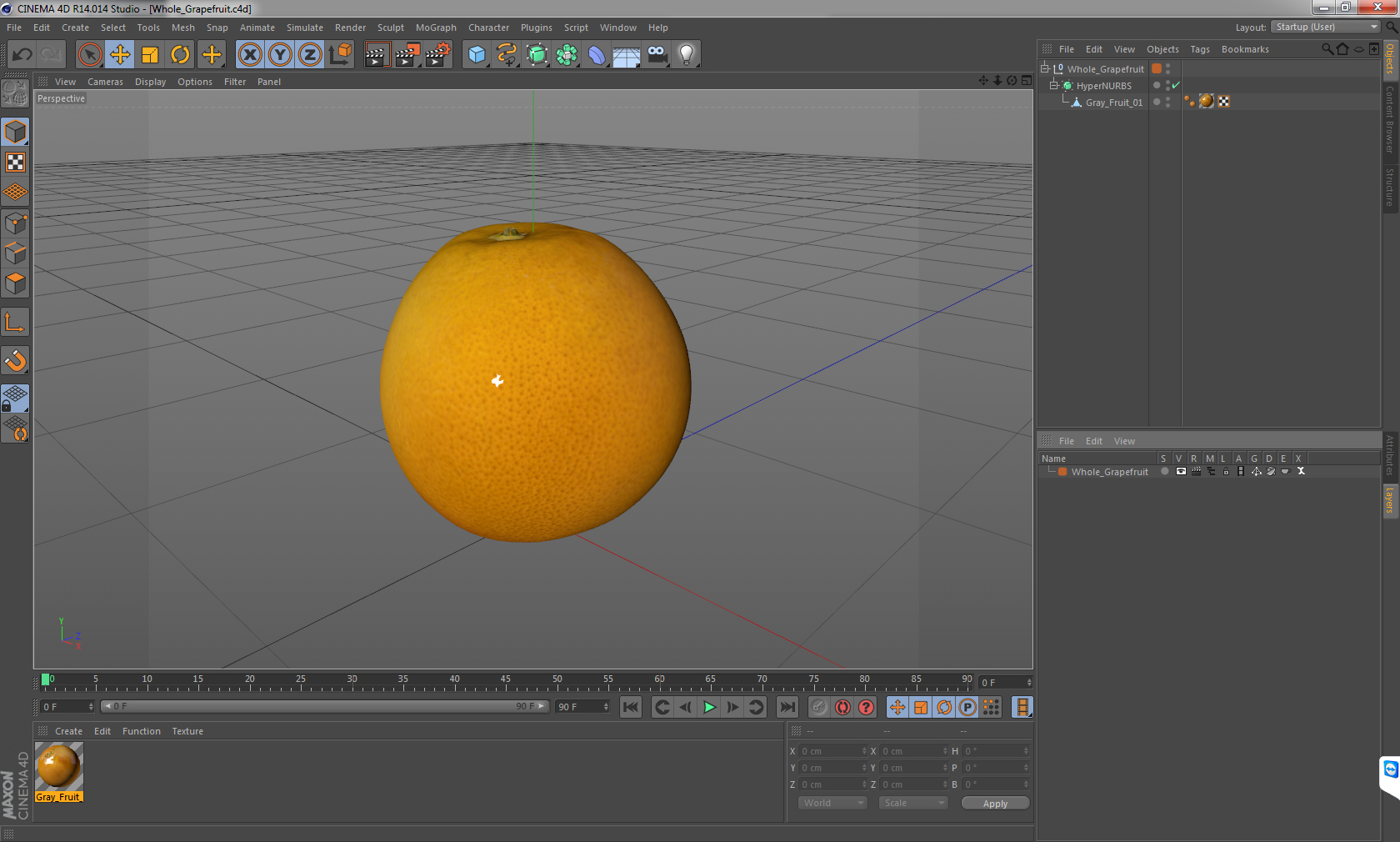 3D Whole Grapefruit