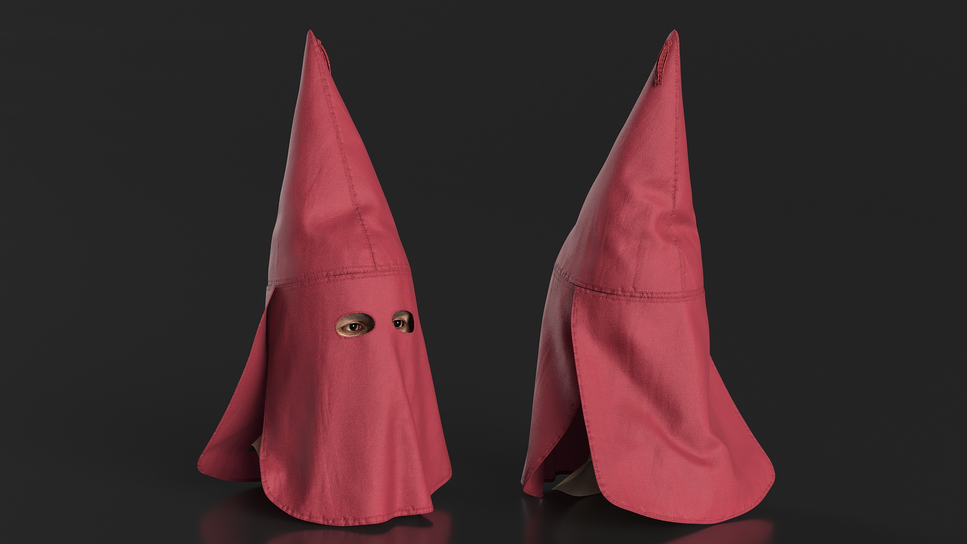 3D Red Mask Ku Klux Klan on Man Head model