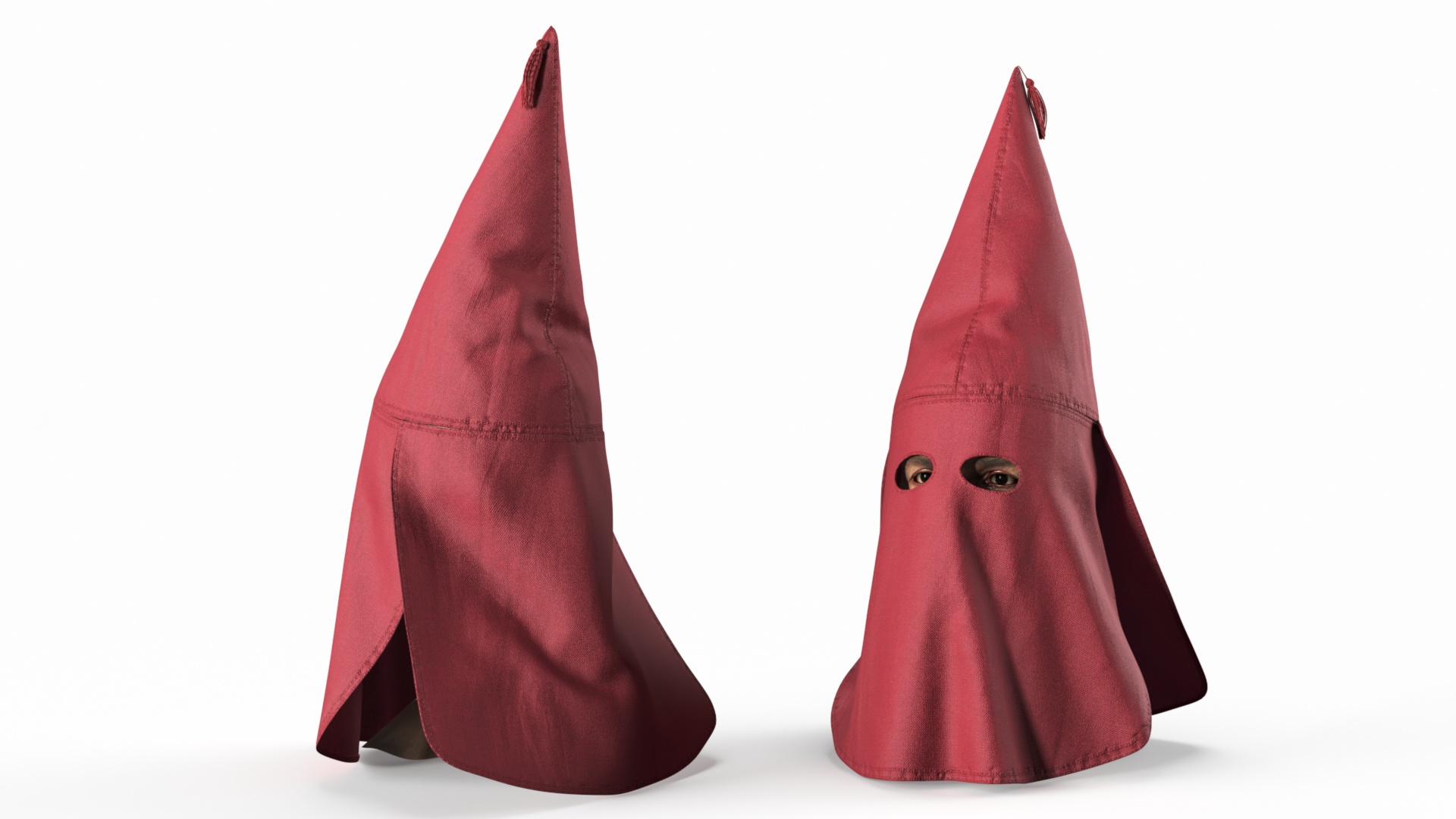 3D Red Mask Ku Klux Klan on Man Head model