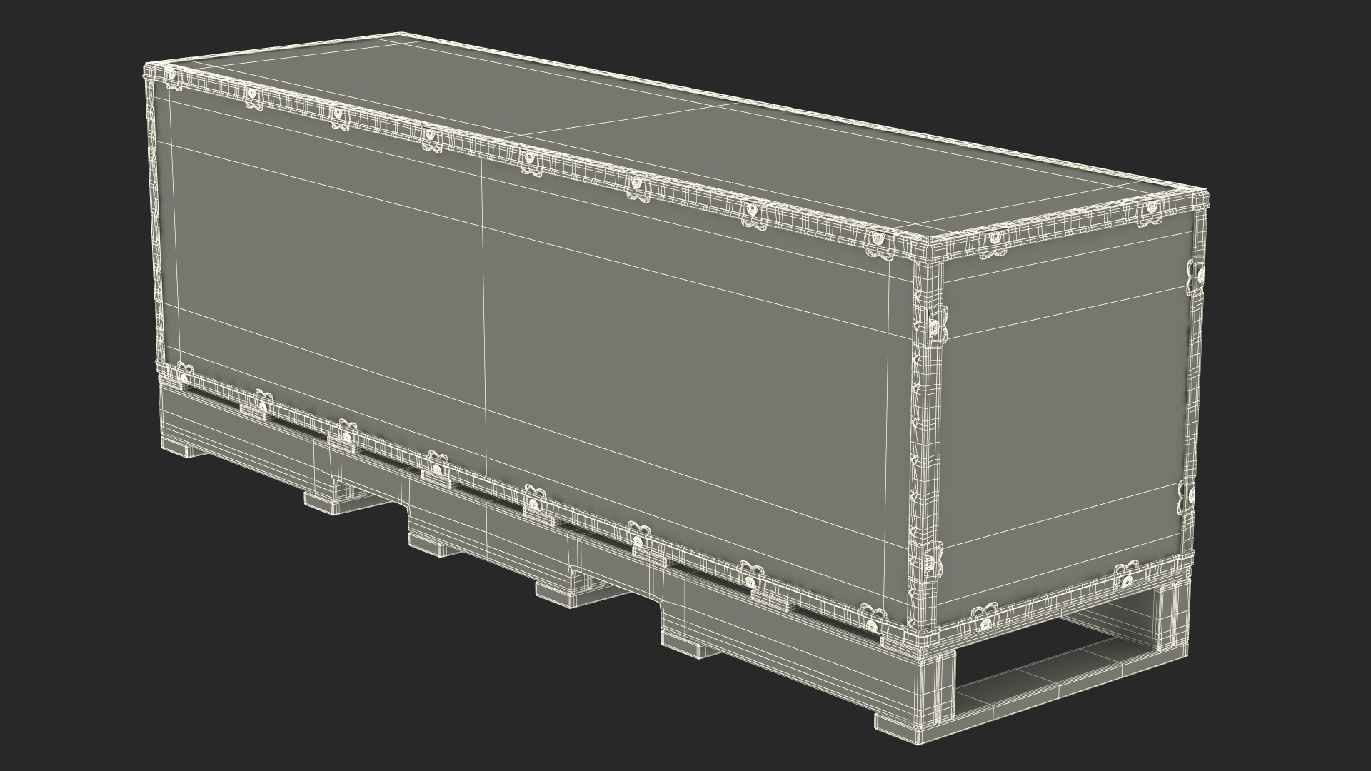 3D model Wooden Box with Pallet 84x24 Inches