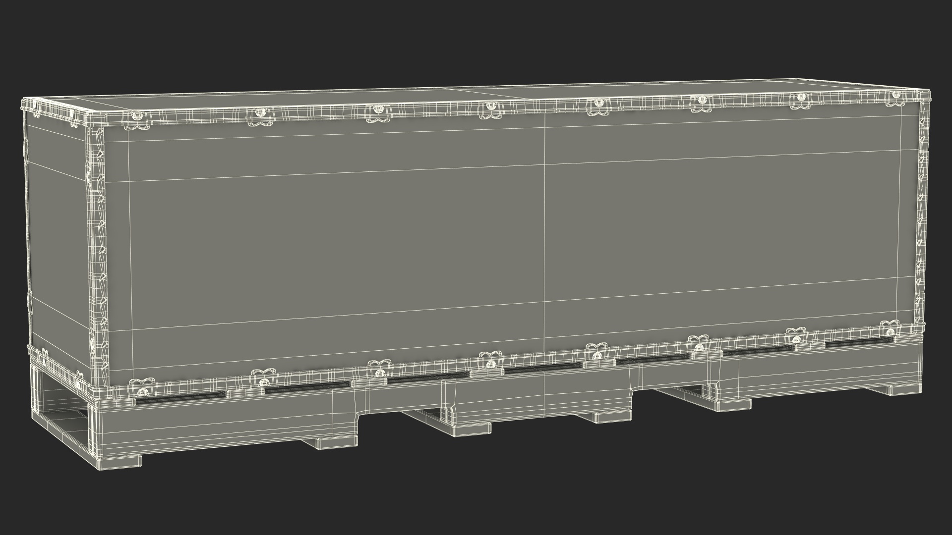 3D model Wooden Box with Pallet 84x24 Inches