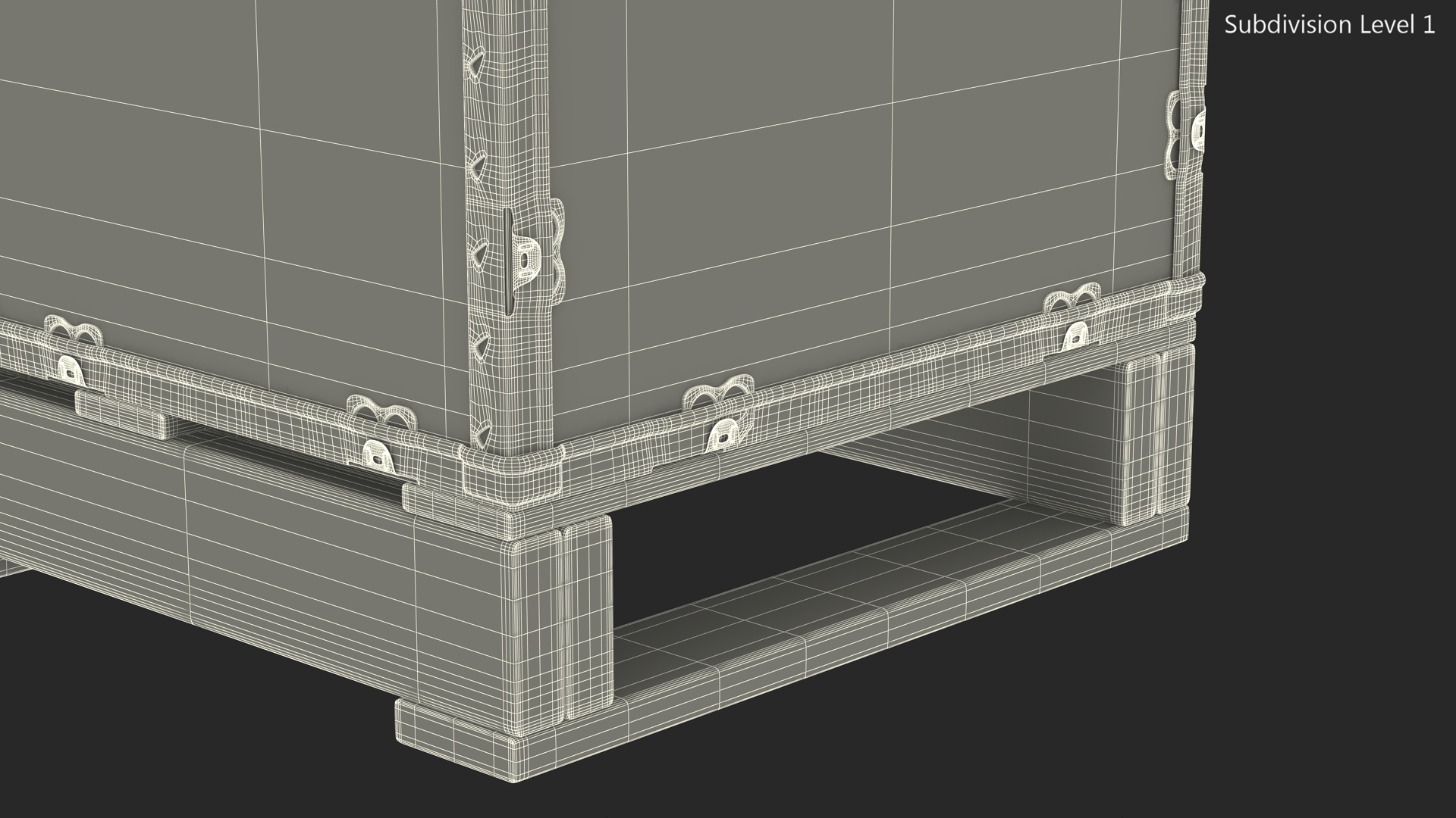 3D model Wooden Box with Pallet 84x24 Inches