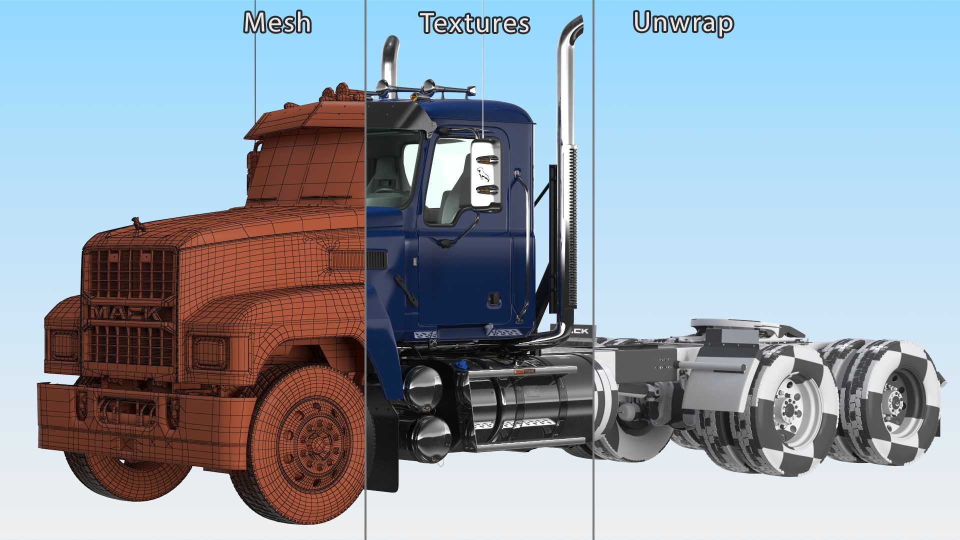 Mack Medium Duty Truck Blue 3D