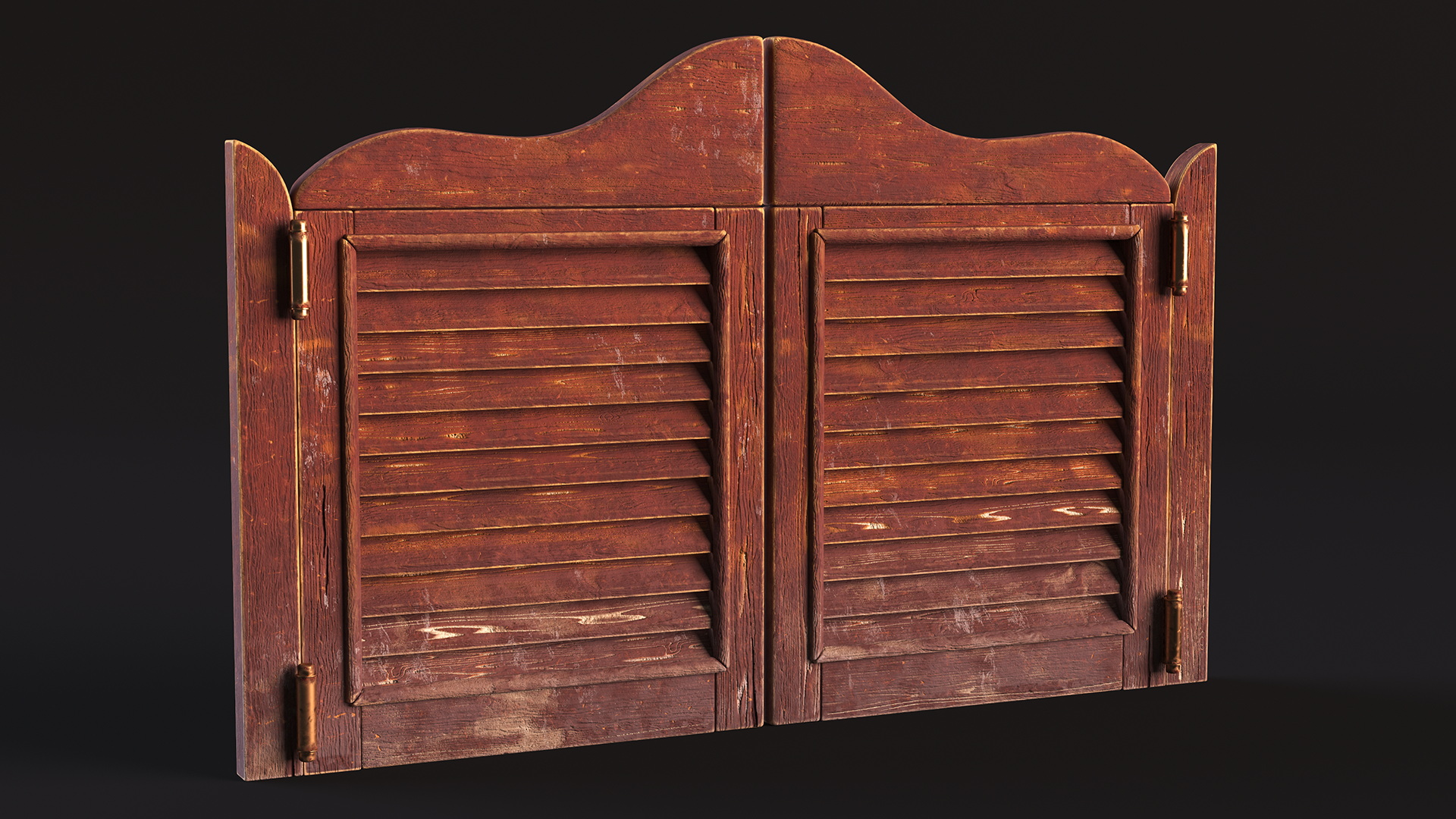 3D model Rustic Saloon Doors Rigged for Maya