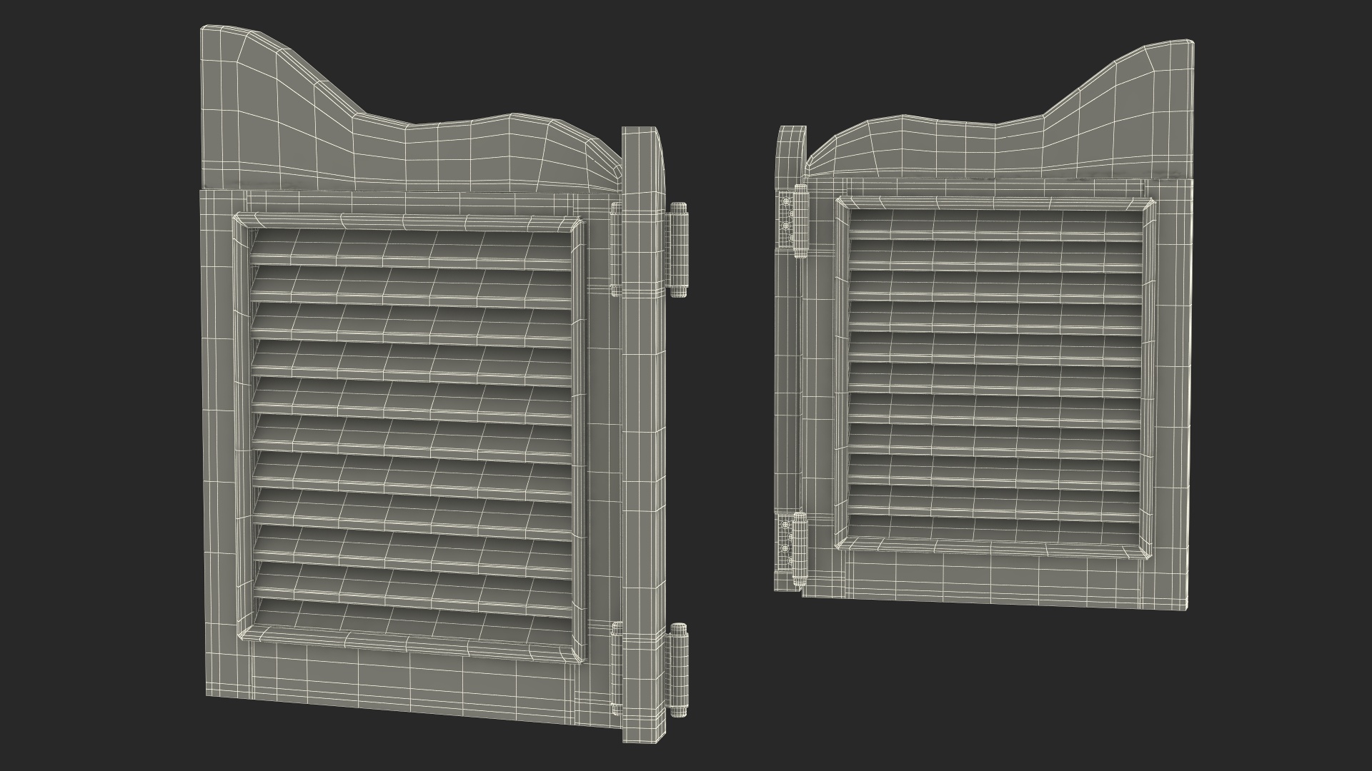 3D model Rustic Saloon Doors Rigged for Maya