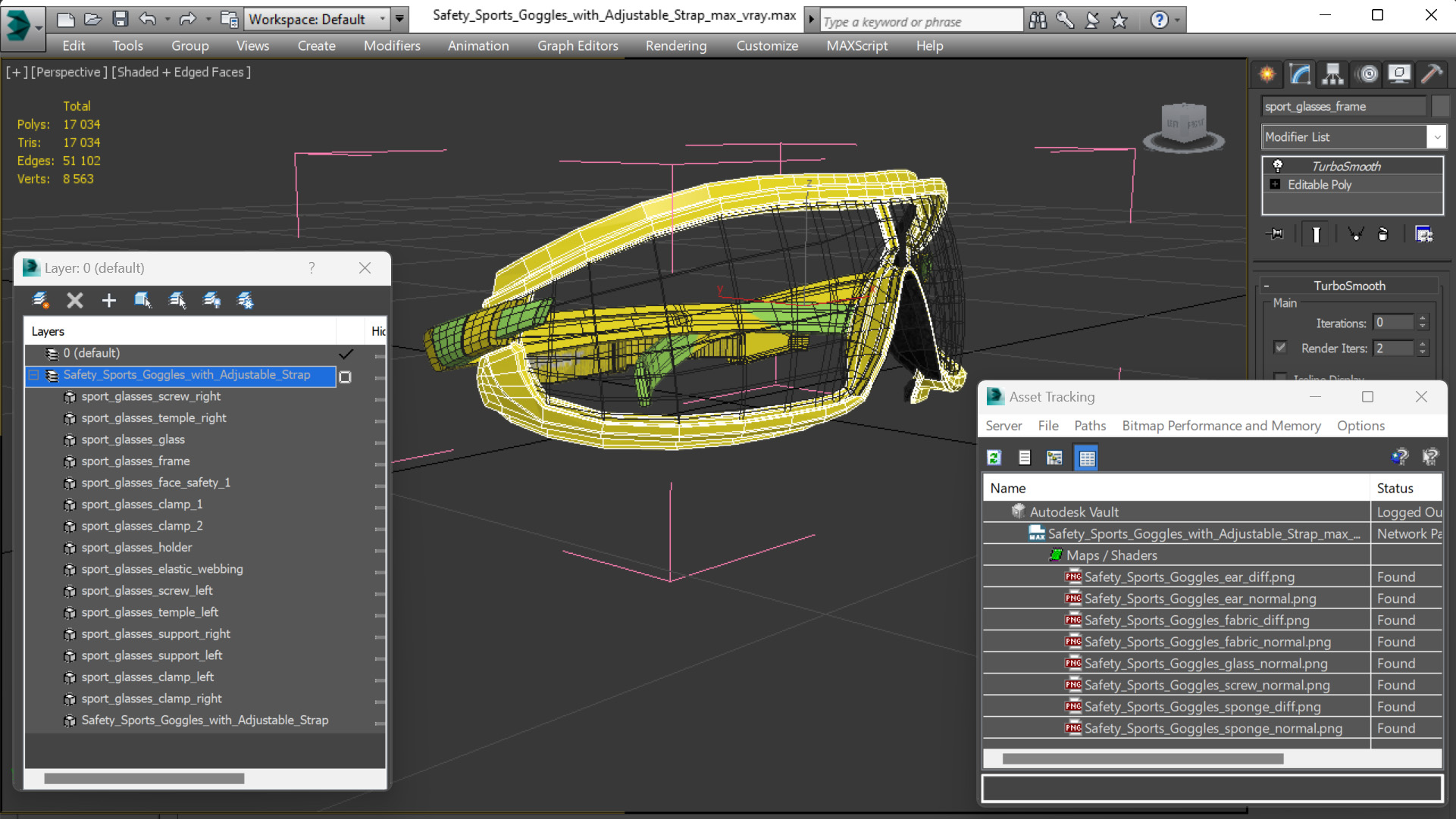 3D Safety Sports Goggles with Adjustable Strap model