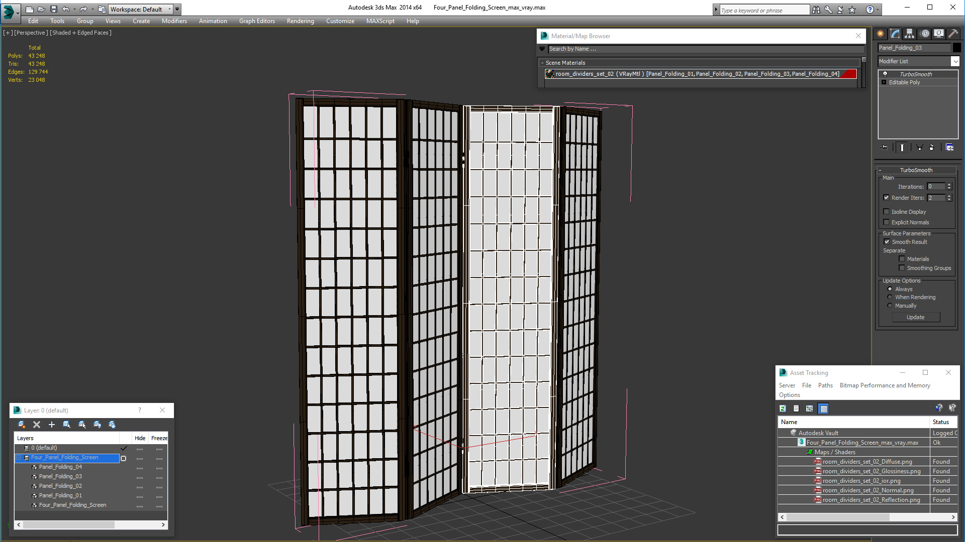 3D model Four Panel Folding Screen