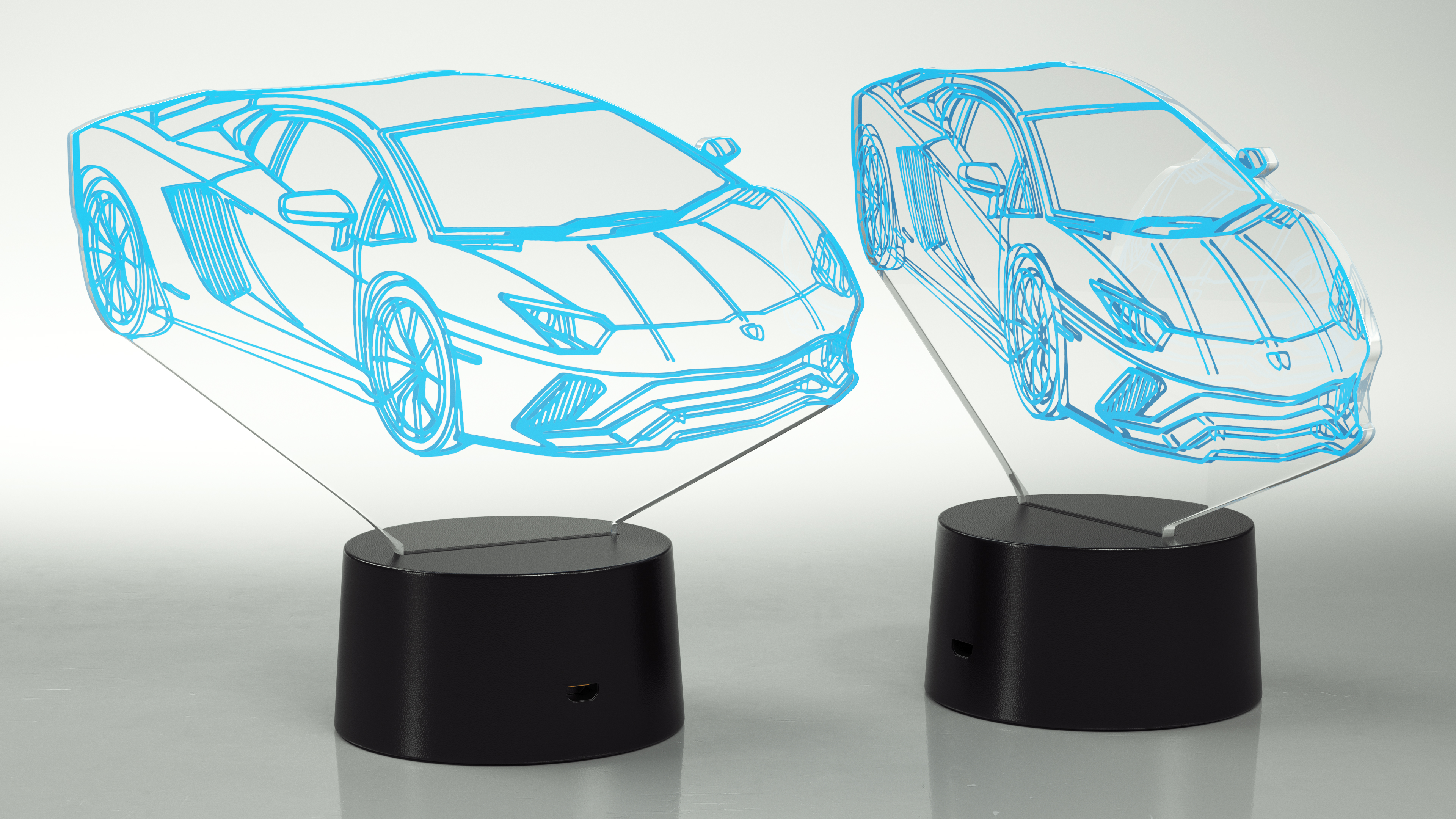 3D model Acrylic Hologram Lamp Car Blue