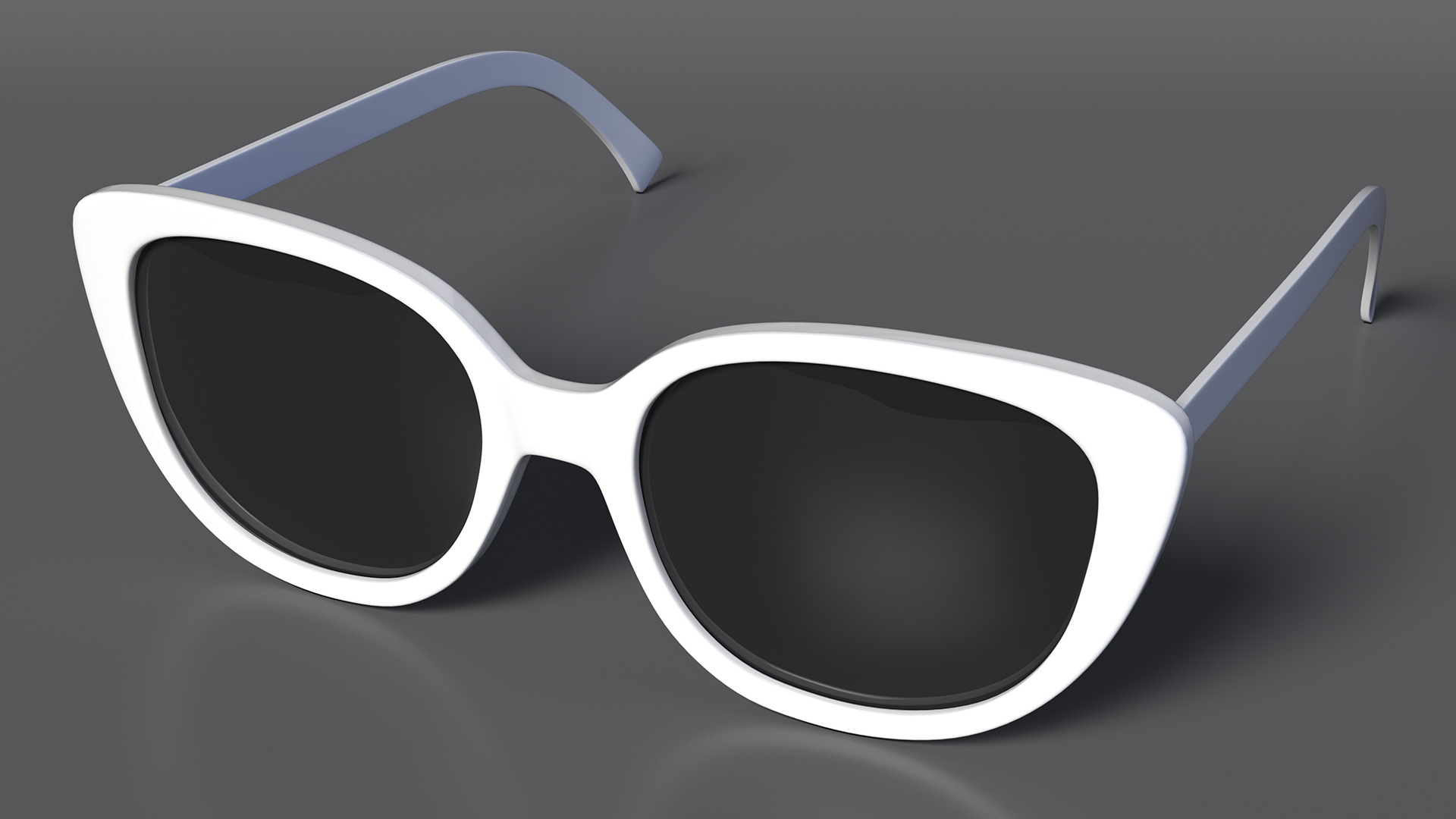 3D Cat Eye Glasses White