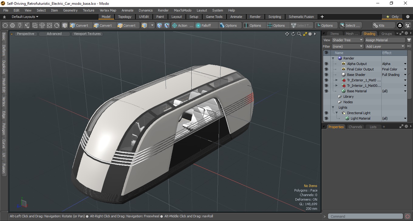 3D Self-Driving Retrofuturistic Electric Car