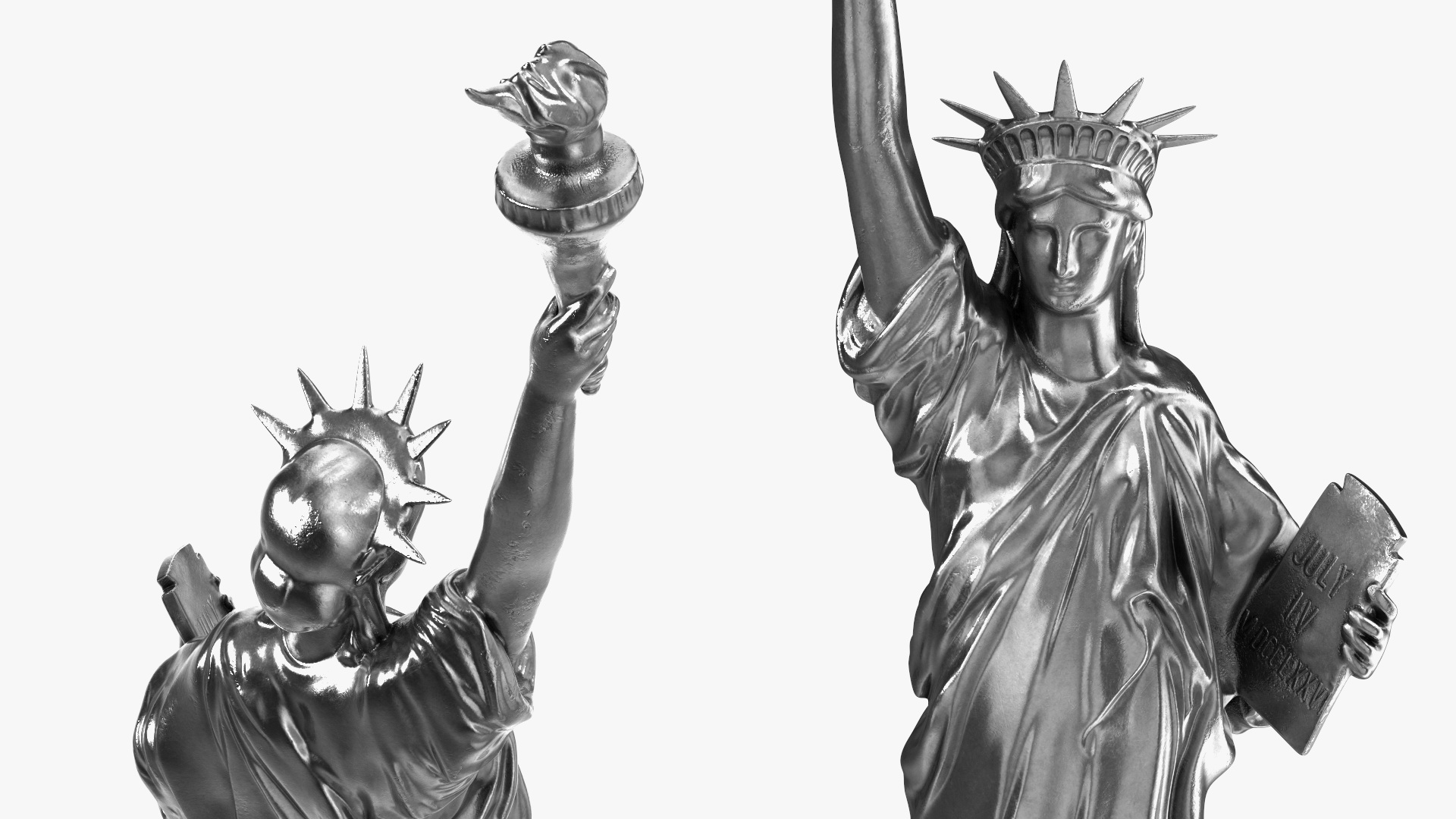 3D Statue of Liberty Silver Figurine model