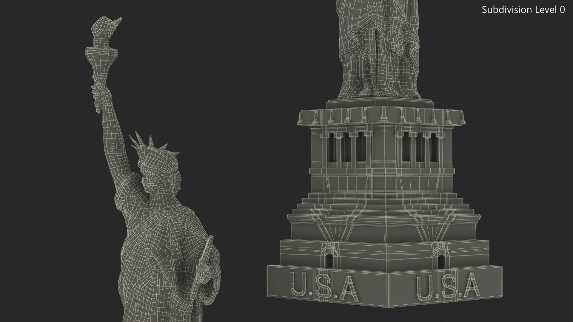 3D Statue of Liberty Silver Figurine model