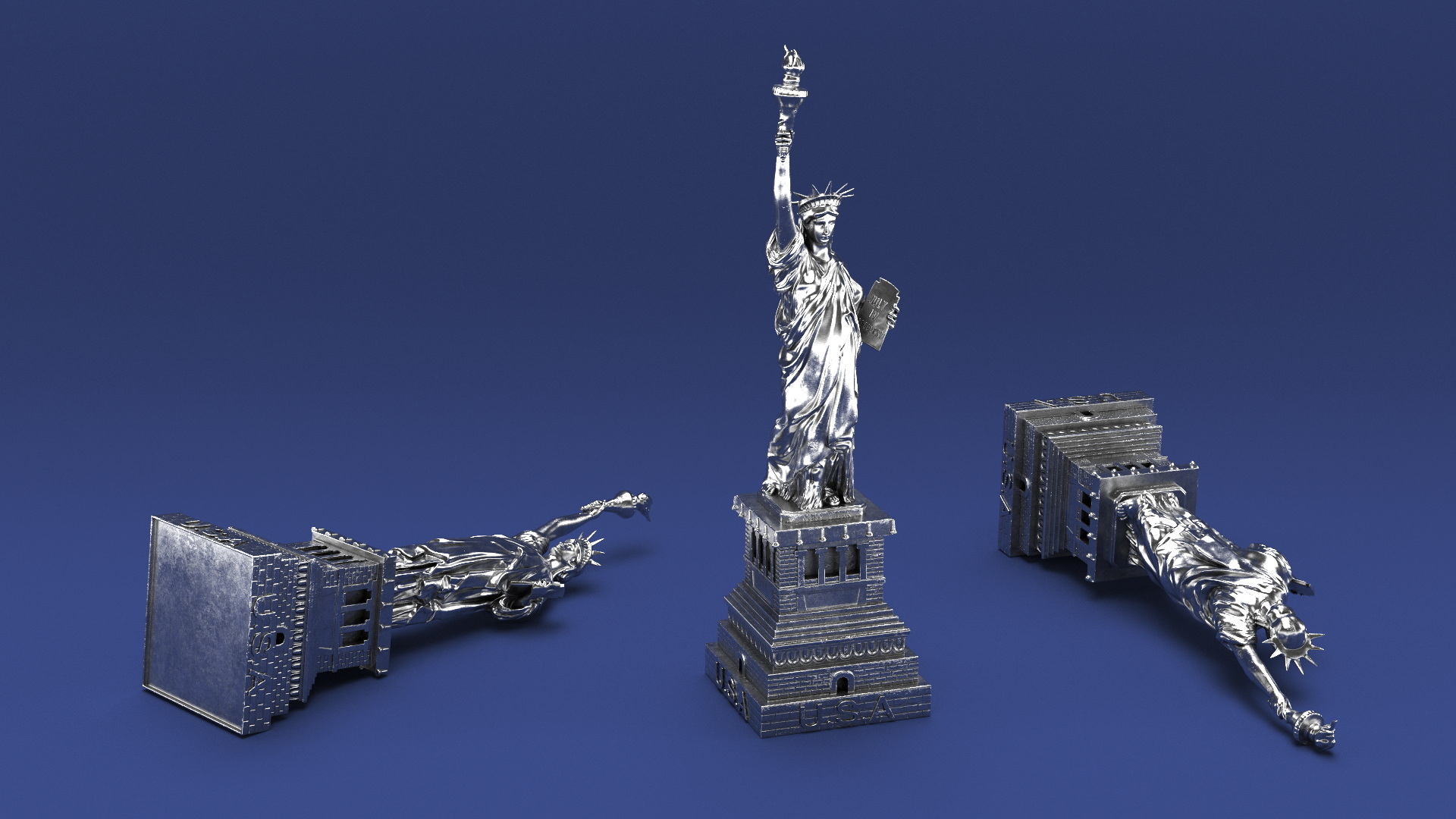 3D Statue of Liberty Silver Figurine model