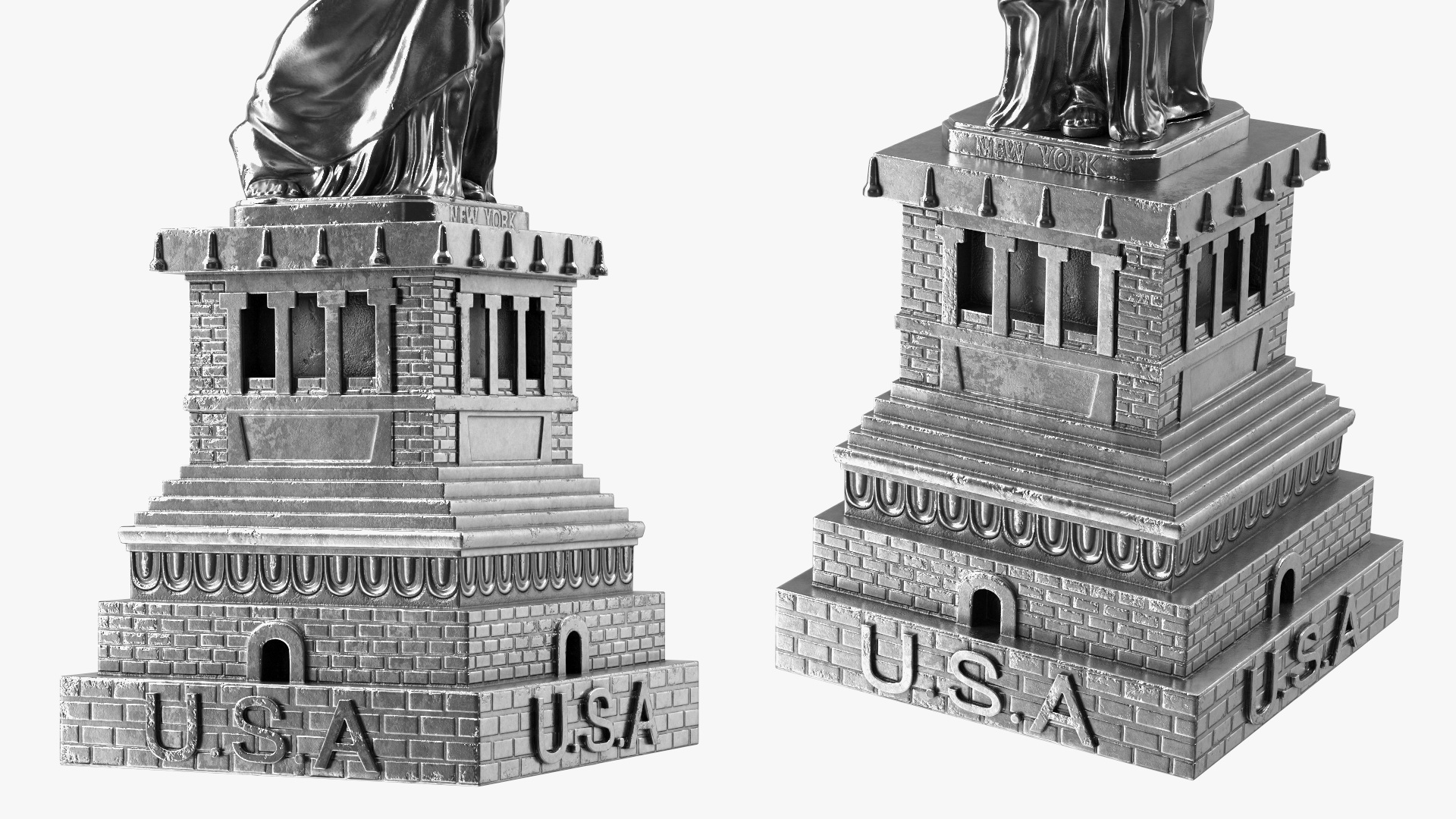 3D Statue of Liberty Silver Figurine model