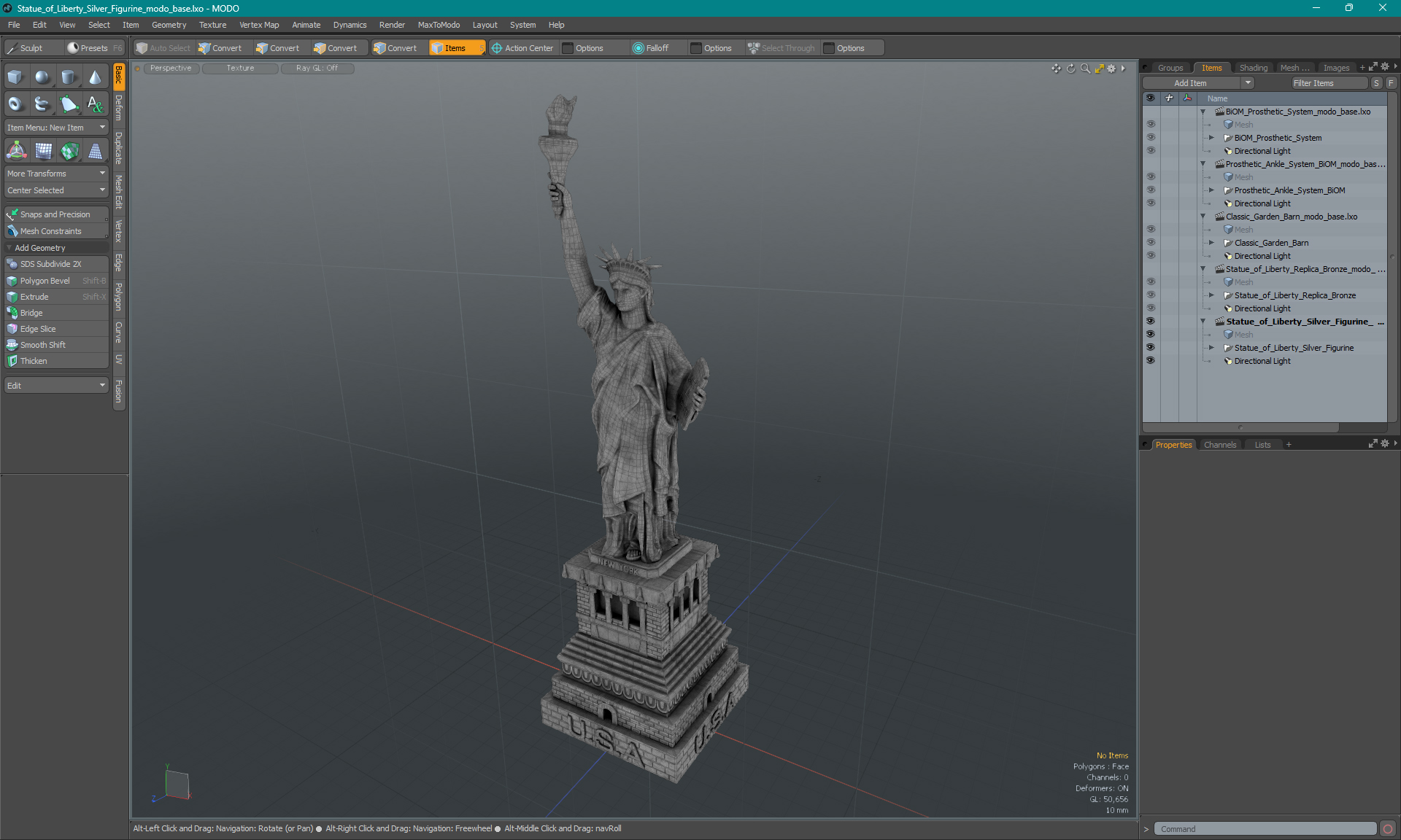 3D Statue of Liberty Silver Figurine model