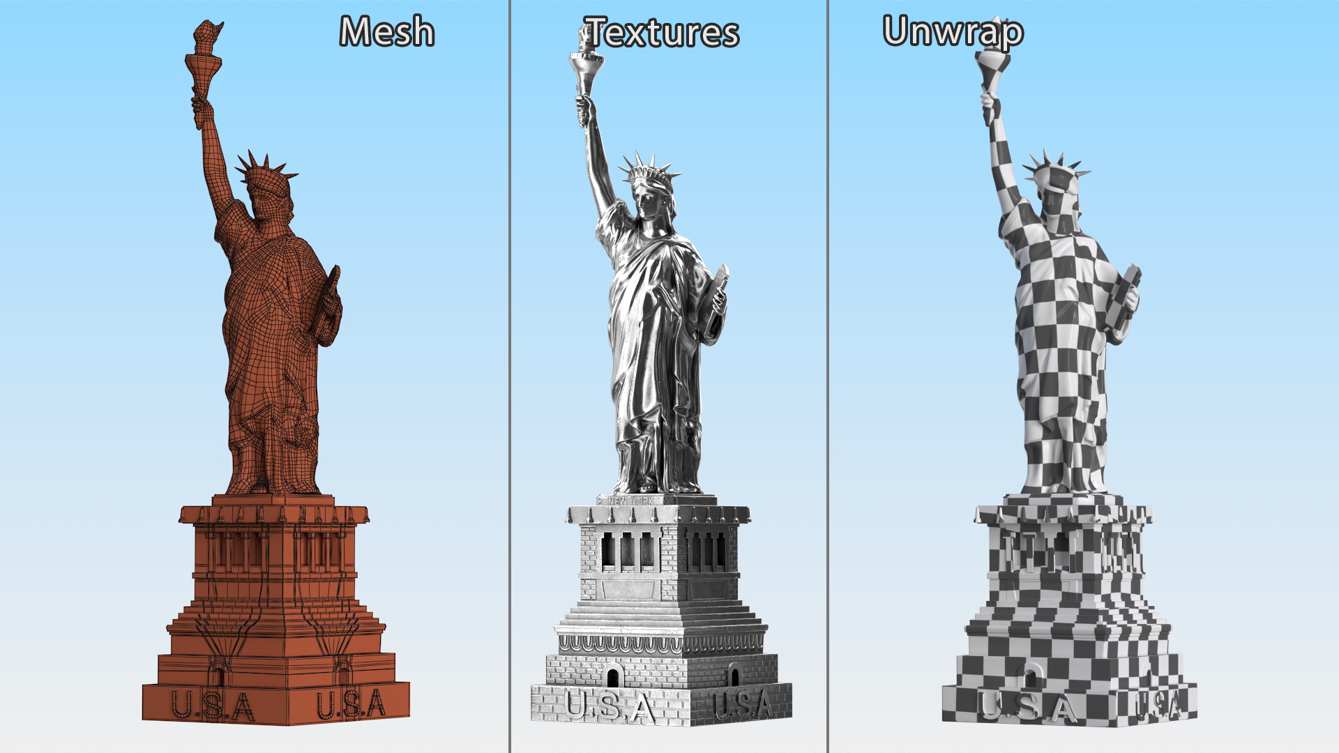 3D Statue of Liberty Silver Figurine model