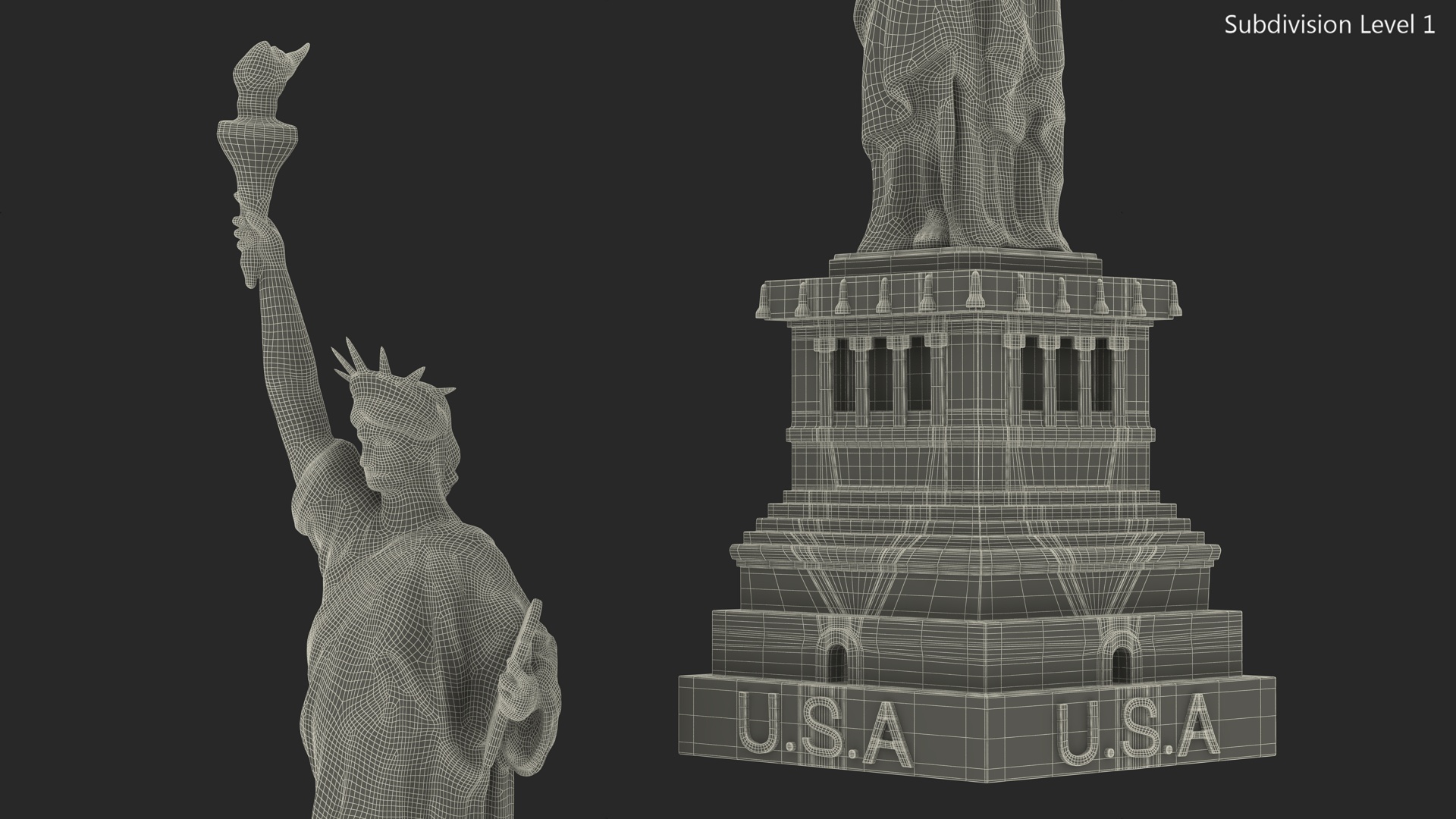 3D Statue of Liberty Silver Figurine model