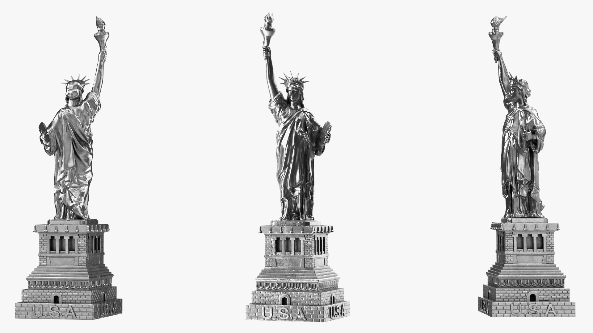 3D Statue of Liberty Silver Figurine model