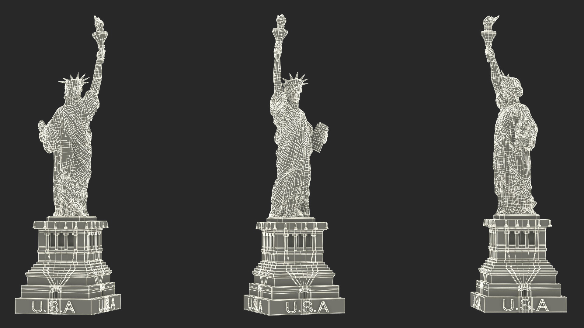 3D Statue of Liberty Silver Figurine model