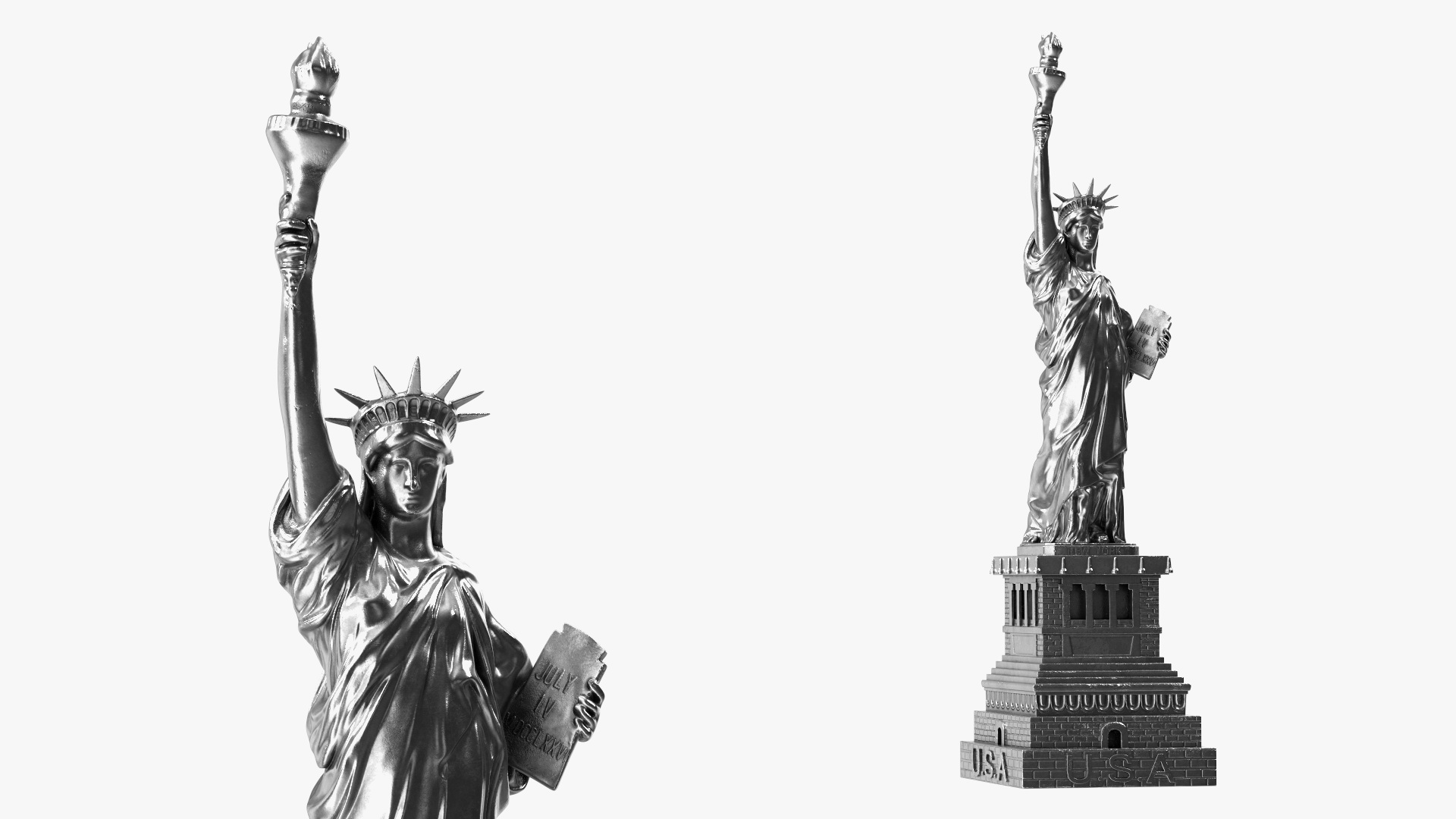 3D Statue of Liberty Silver Figurine model