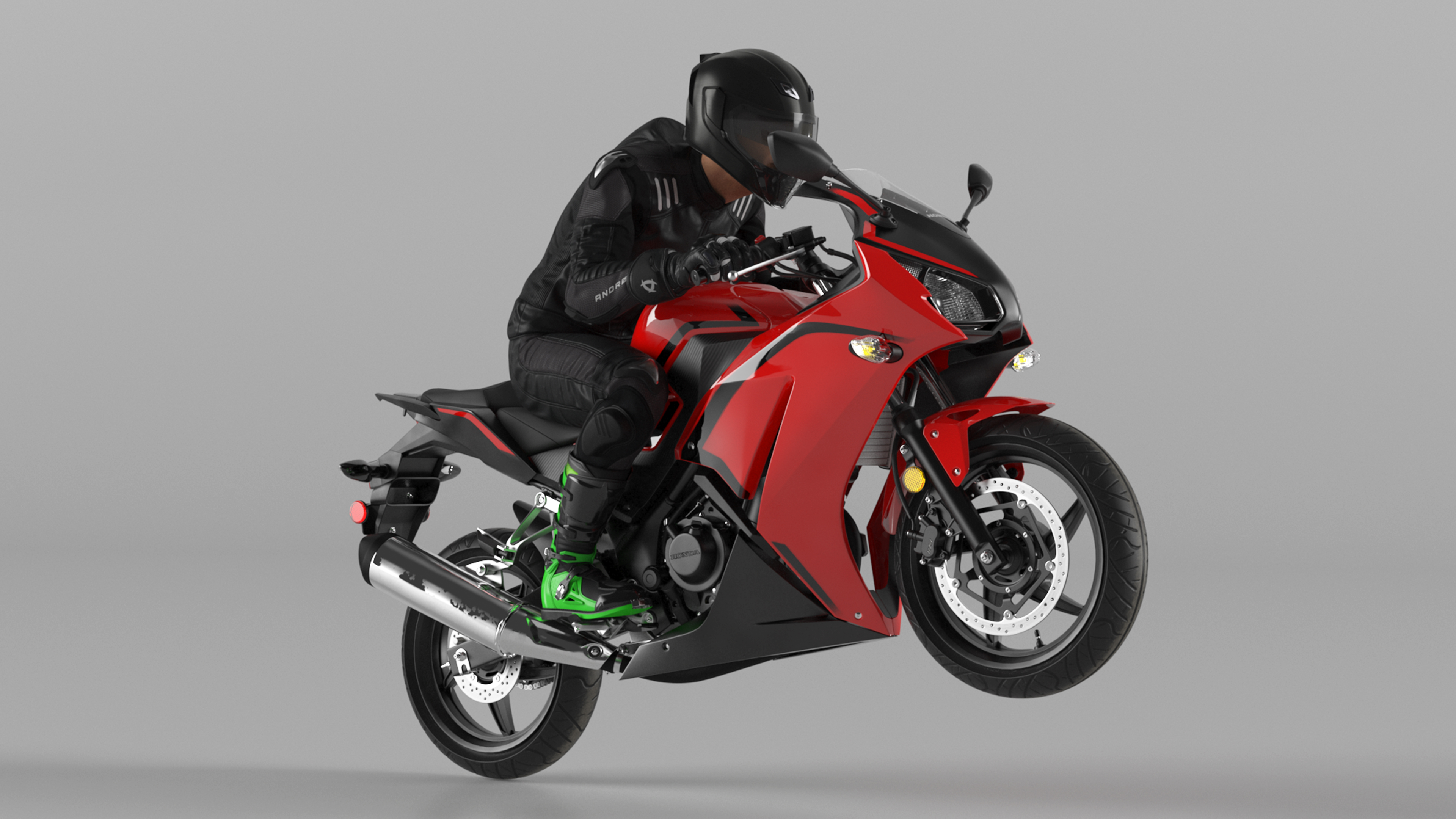 3D model Sport Motorcycle with Rider in Race Suit