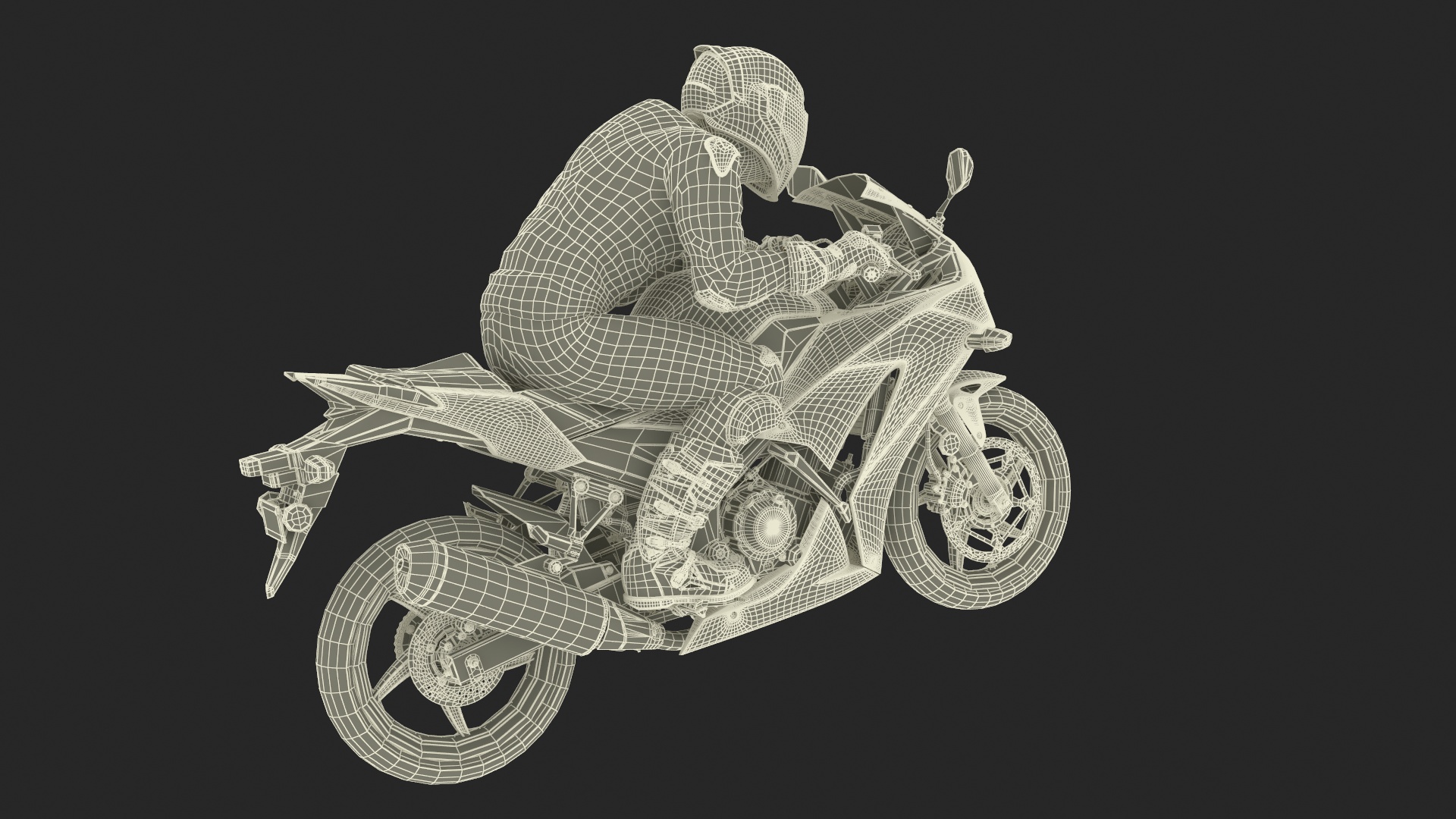 3D model Sport Motorcycle with Rider in Race Suit