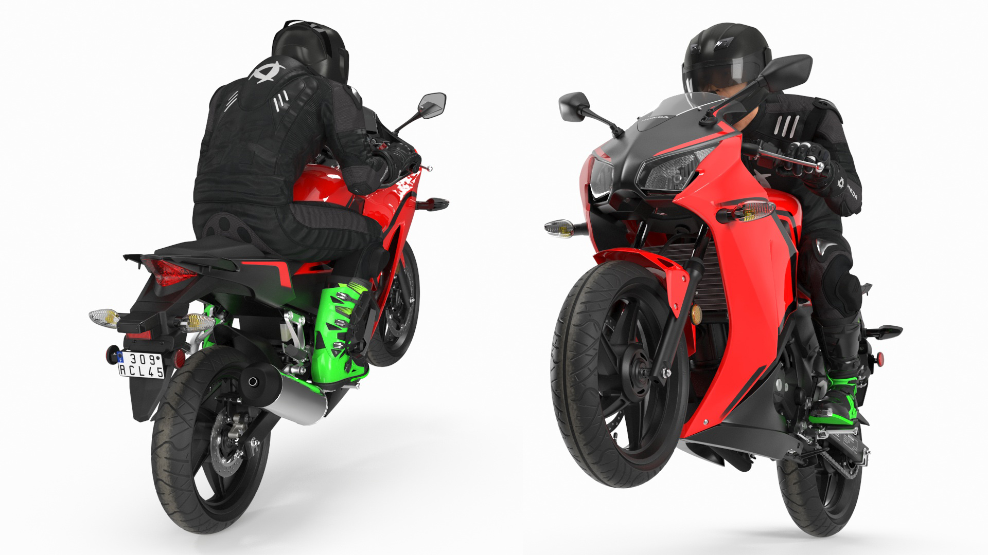 3D model Sport Motorcycle with Rider in Race Suit