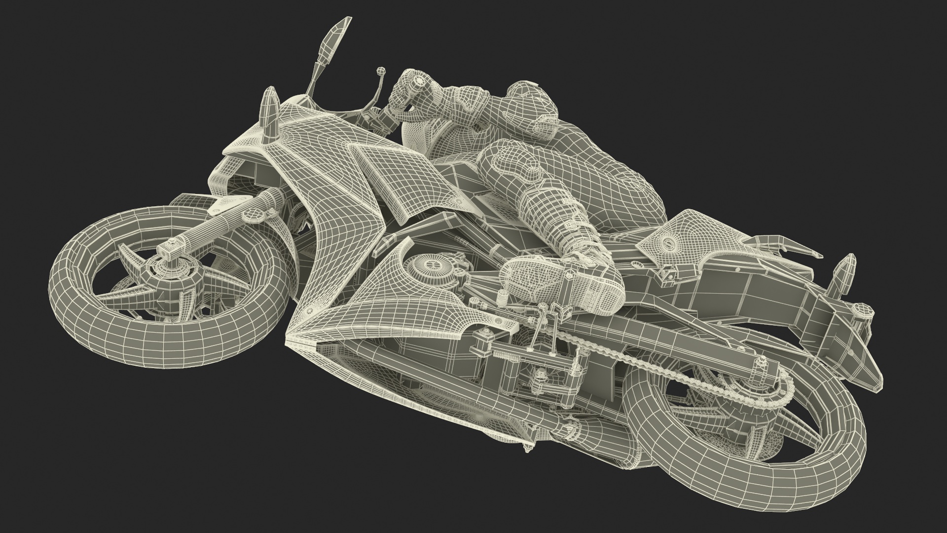 3D model Sport Motorcycle with Rider in Race Suit