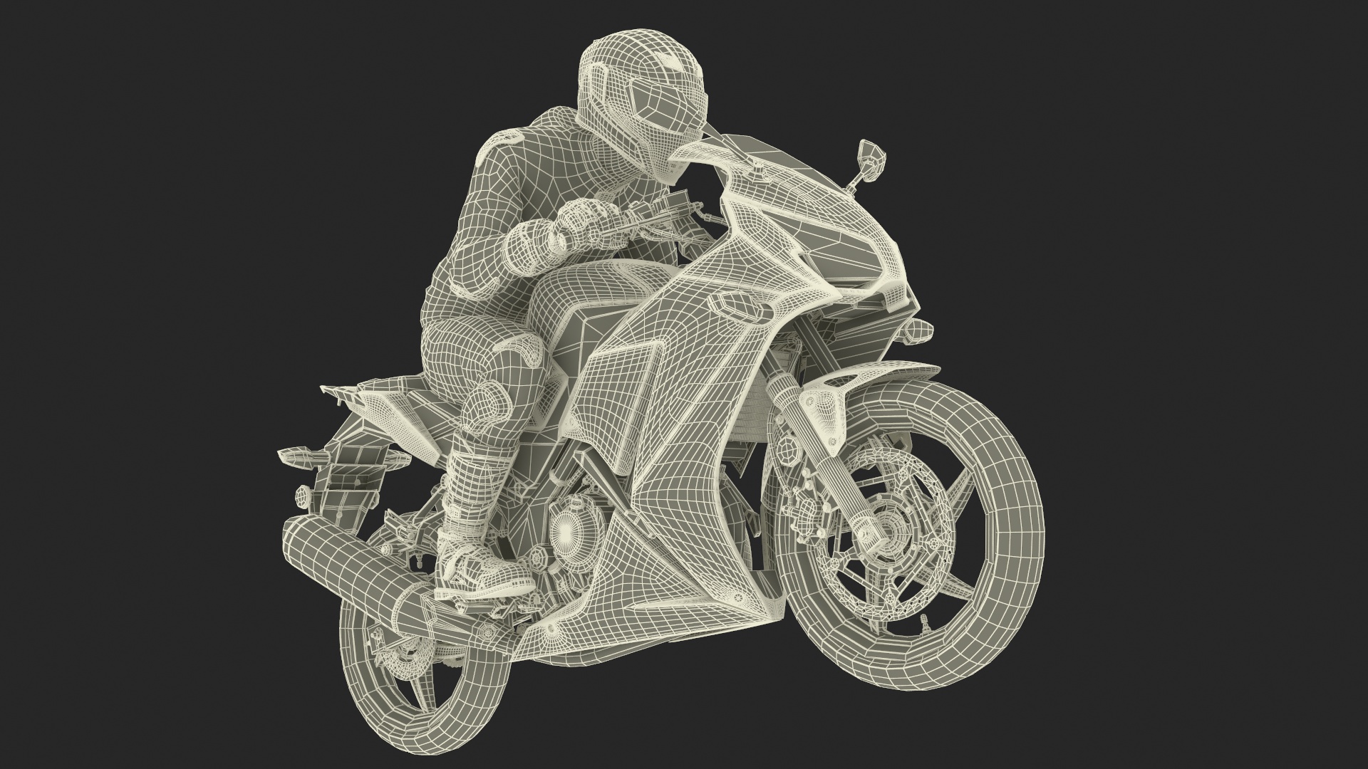 3D model Sport Motorcycle with Rider in Race Suit