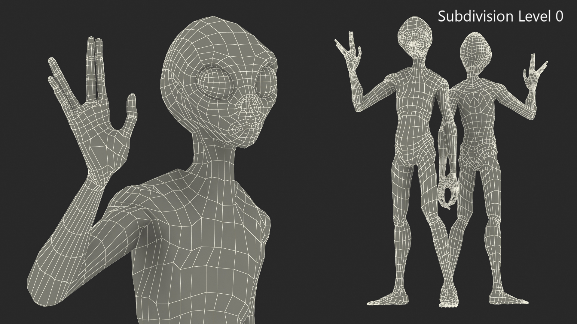 Humanoid Alien Creature Greeting Pose 3D