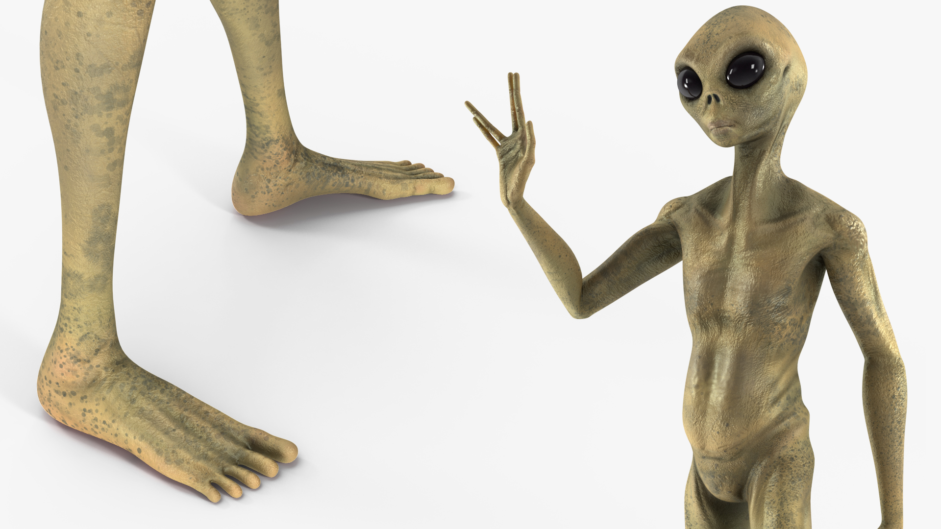 Humanoid Alien Creature Greeting Pose 3D