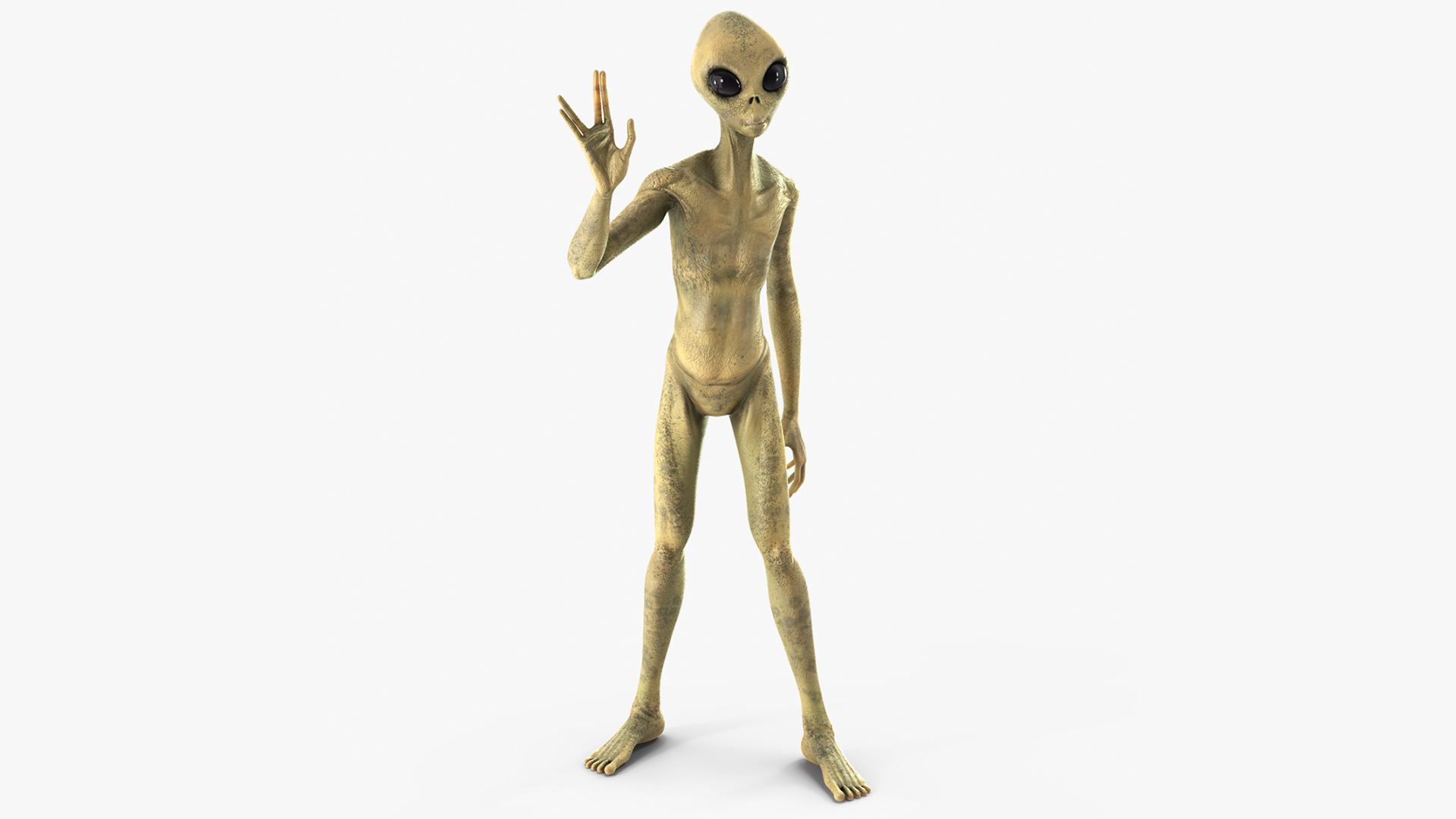 Humanoid Alien Creature Greeting Pose 3D