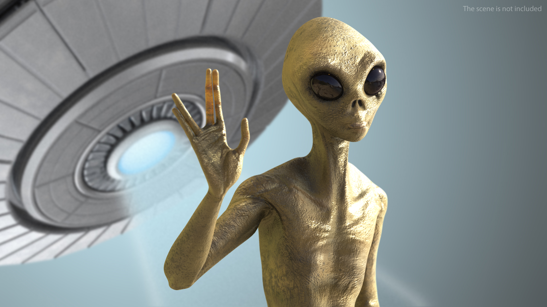 Humanoid Alien Creature Greeting Pose 3D