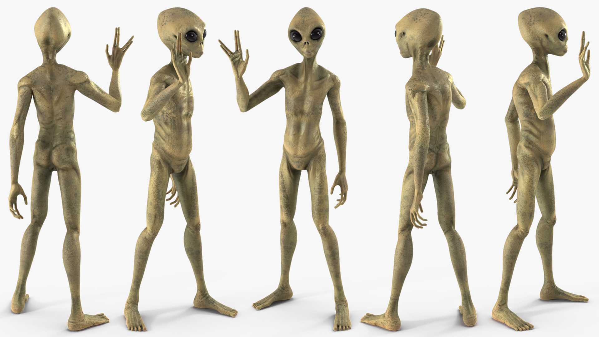 Humanoid Alien Creature Greeting Pose 3D