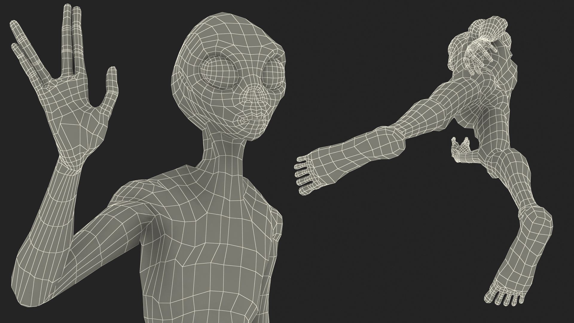 Humanoid Alien Creature Greeting Pose 3D