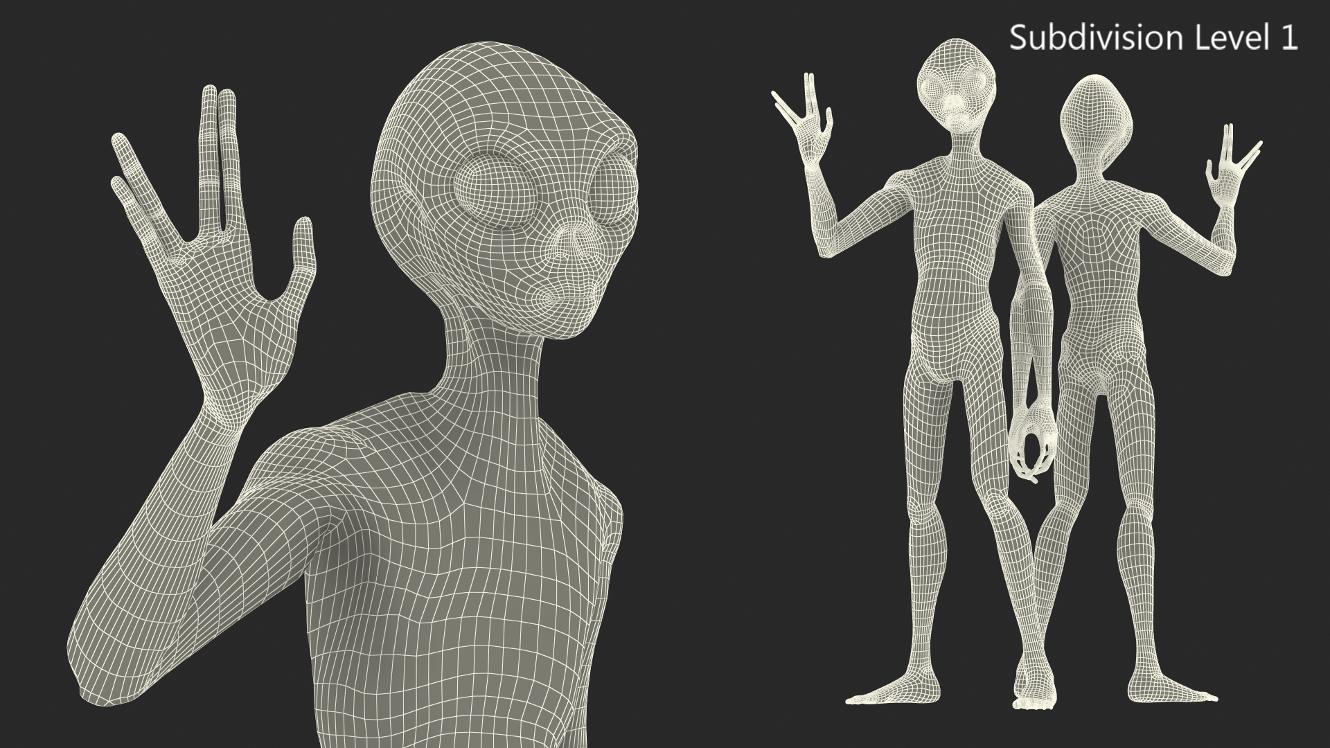 Humanoid Alien Creature Greeting Pose 3D