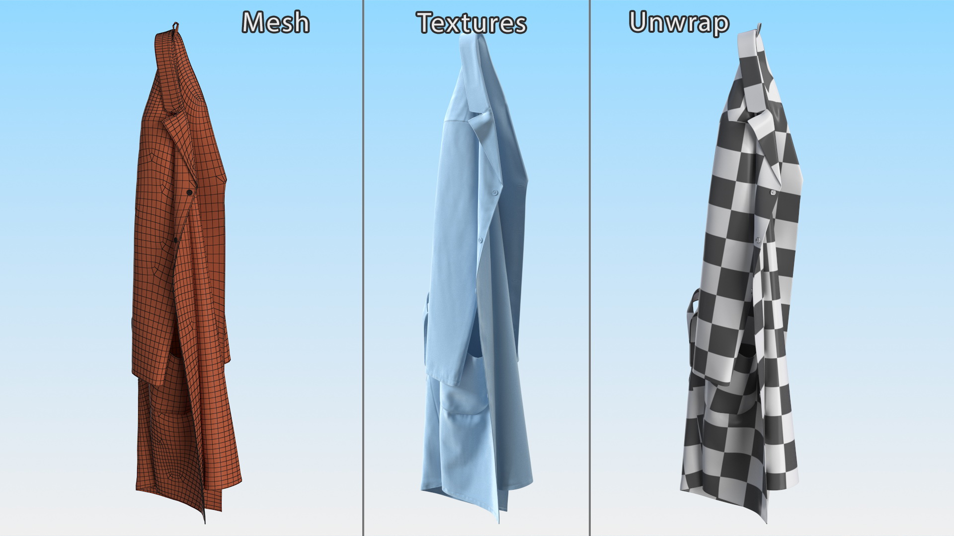 3D Lab Coat Blue Hanging