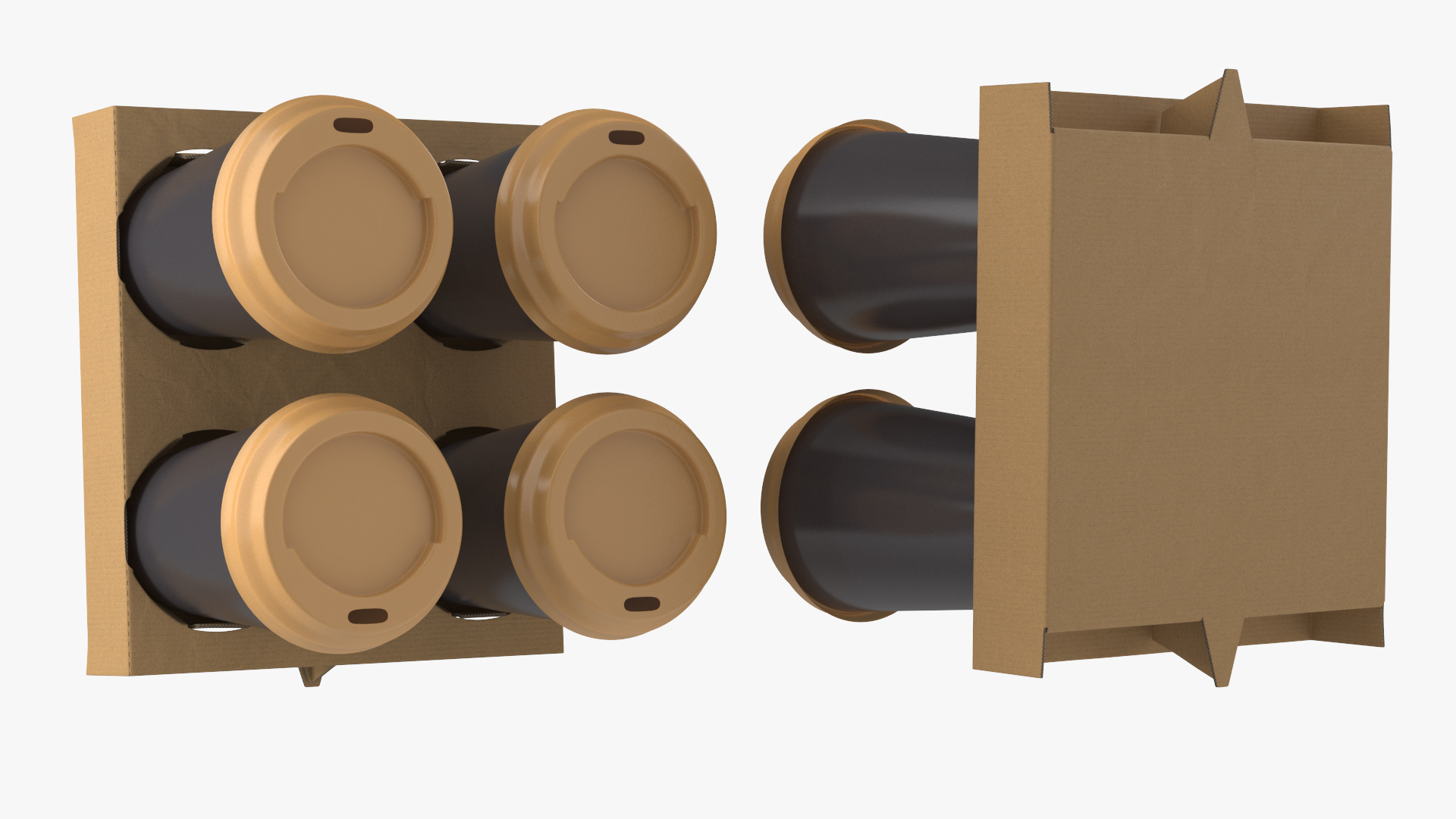 3D Cardboard Carrier with 4 Coffee Cups