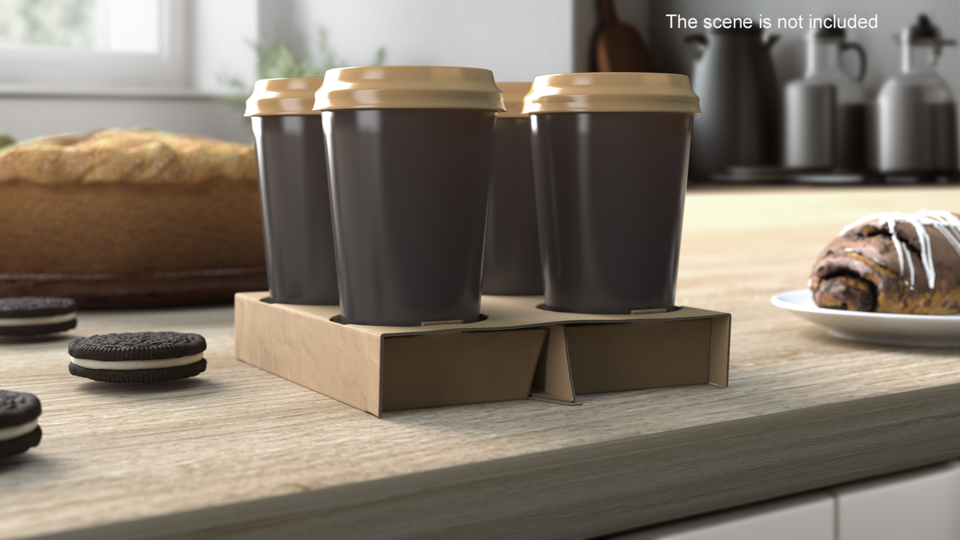 3D Cardboard Carrier with 4 Coffee Cups