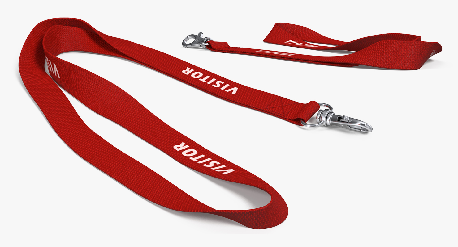 Red Visitor Lanyard 3D model