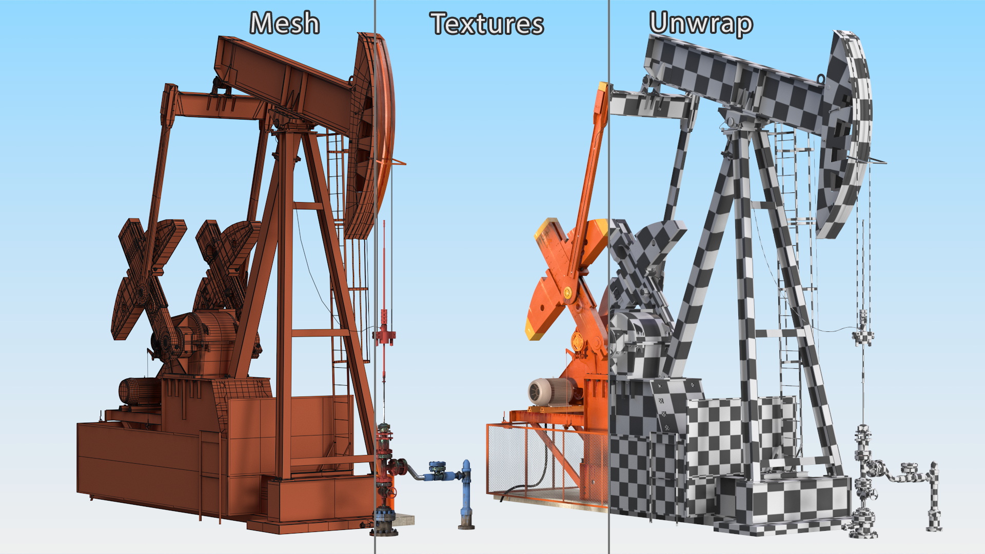 3D Oil Well Pump Jack model