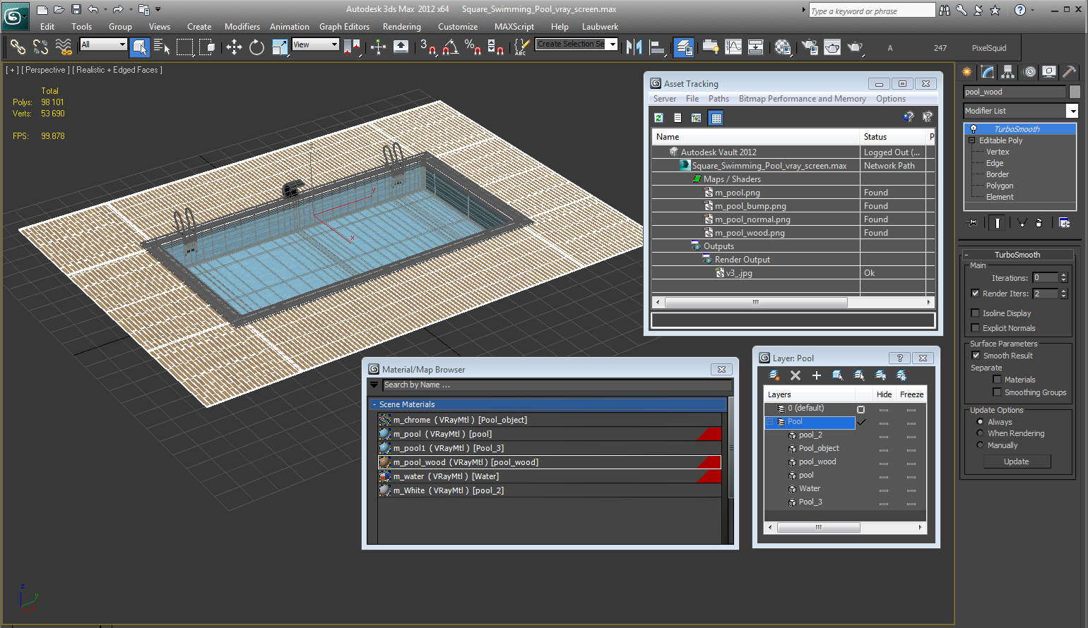 3D model Square Swimming Pool