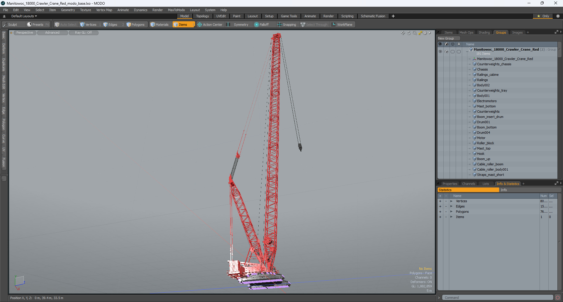 3D Manitowoc 18000 Crawler Crane Red model