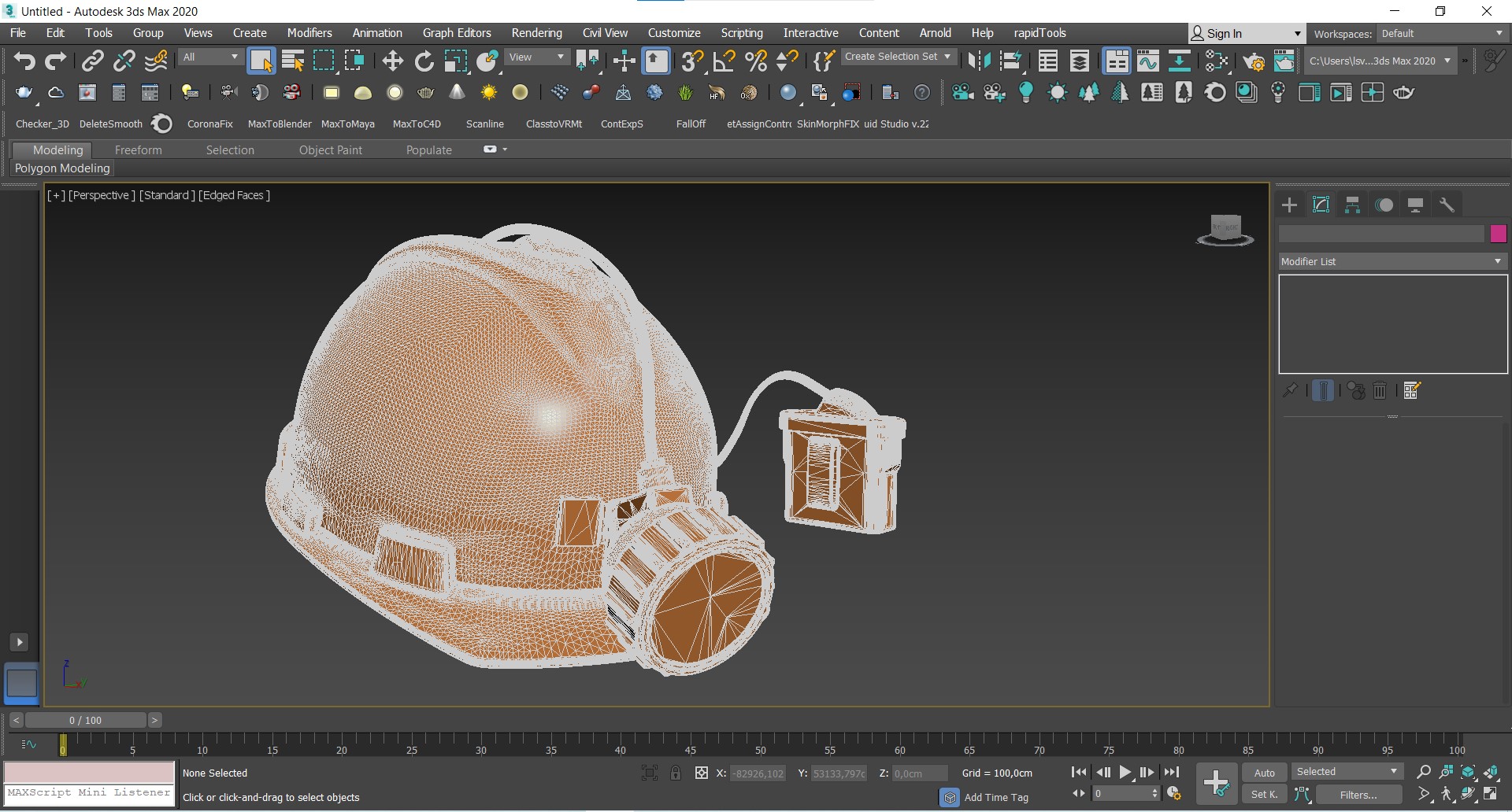 3D Miner Helmet with Lamp Dirty for 3D Print