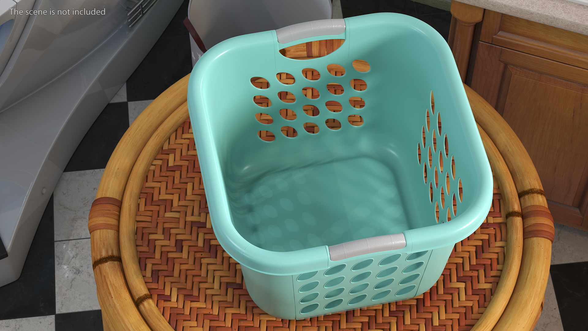 Plastic Laundry Basket Square Blue 3D model