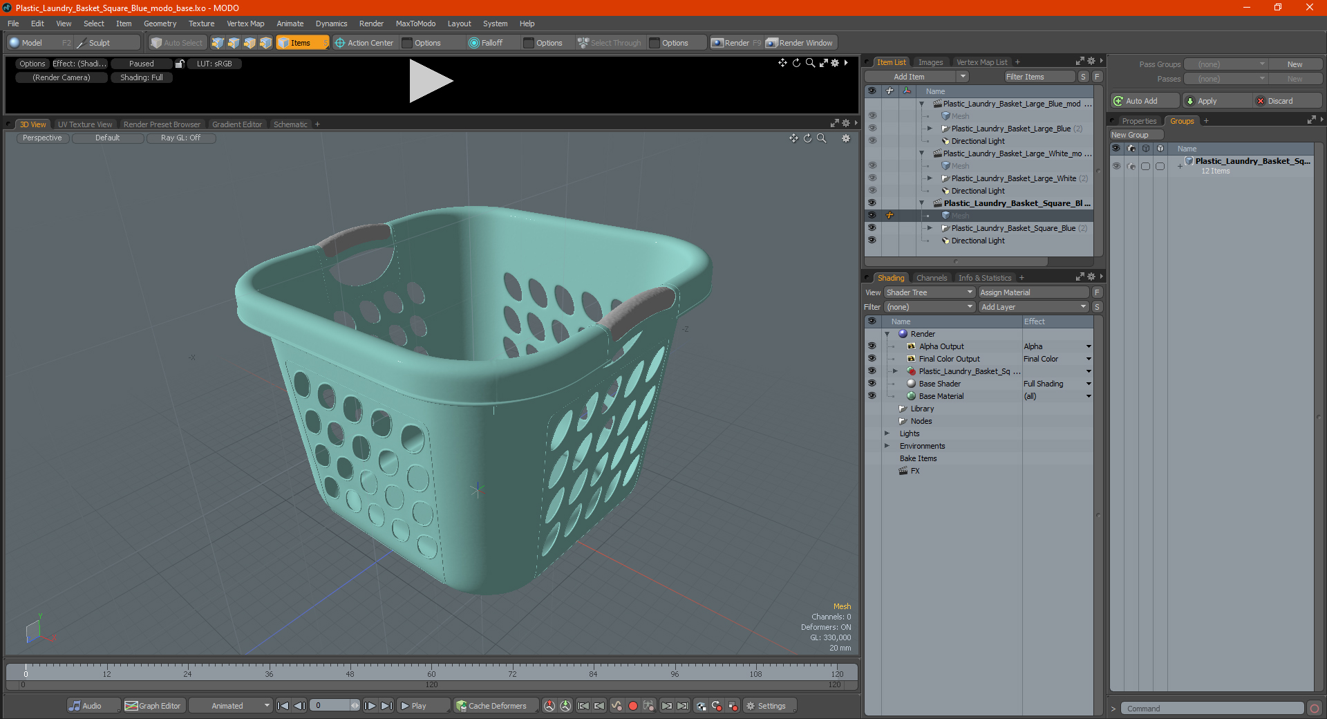 Plastic Laundry Basket Square Blue 3D model